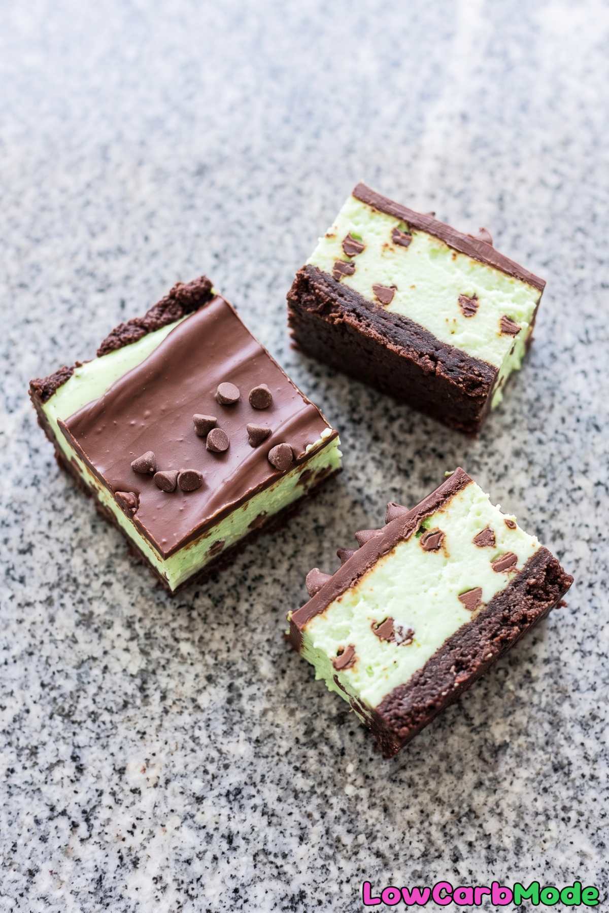 Homemade keto mint chocolate chip cheesecake