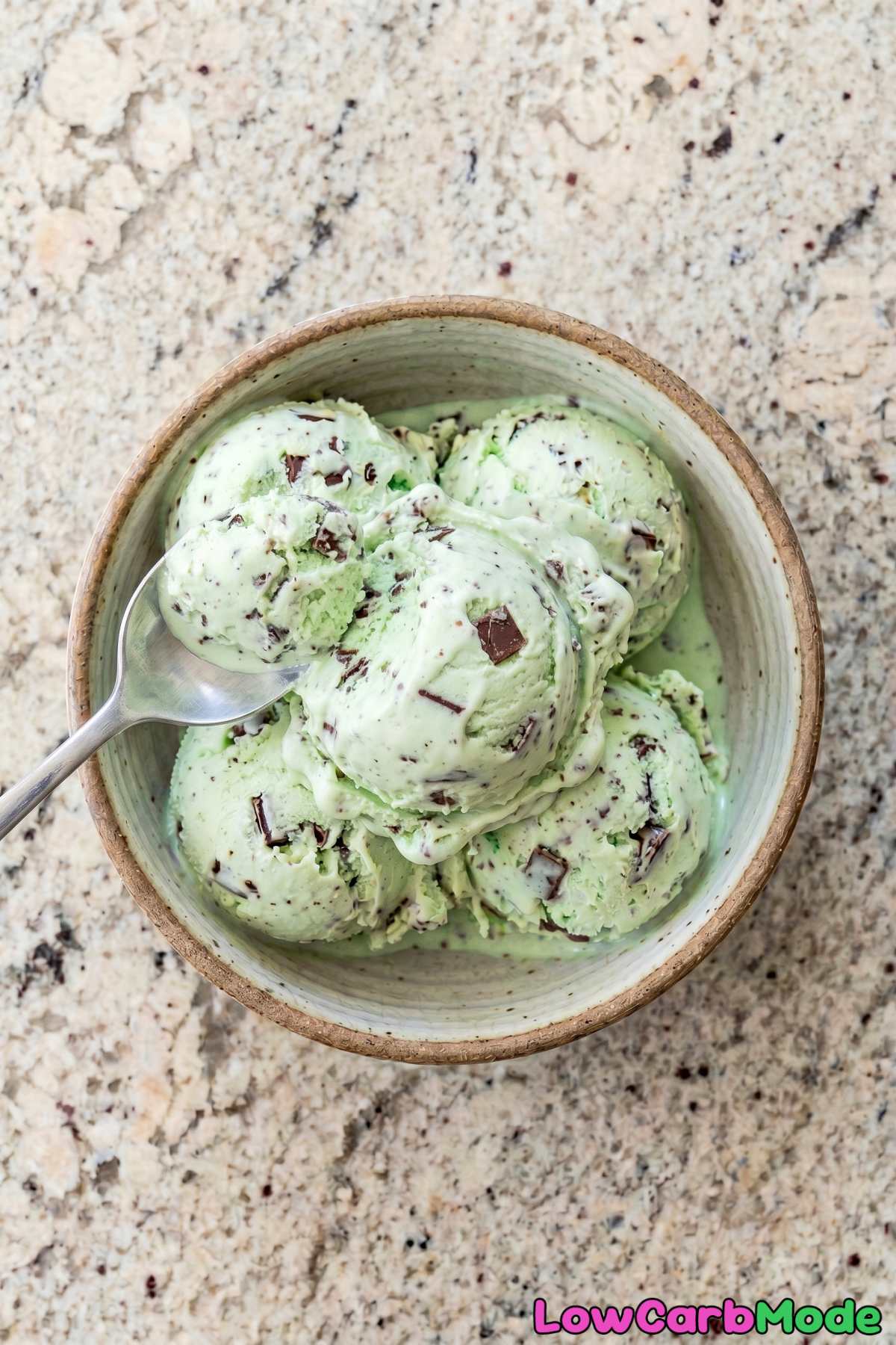 Indulgent keto mint chocolate chip ice cream