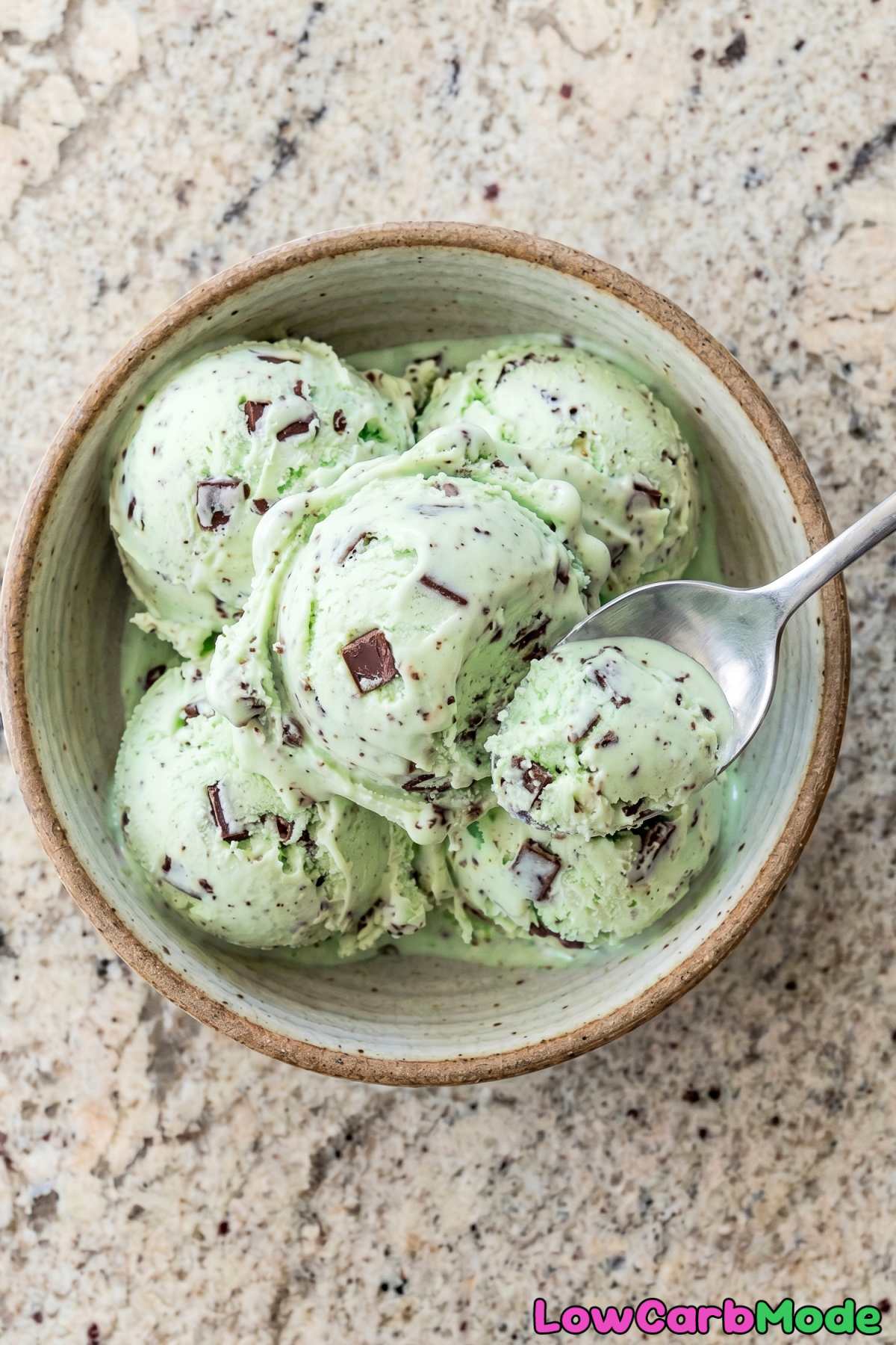 Homemade keto mint chocolate chip ice cream