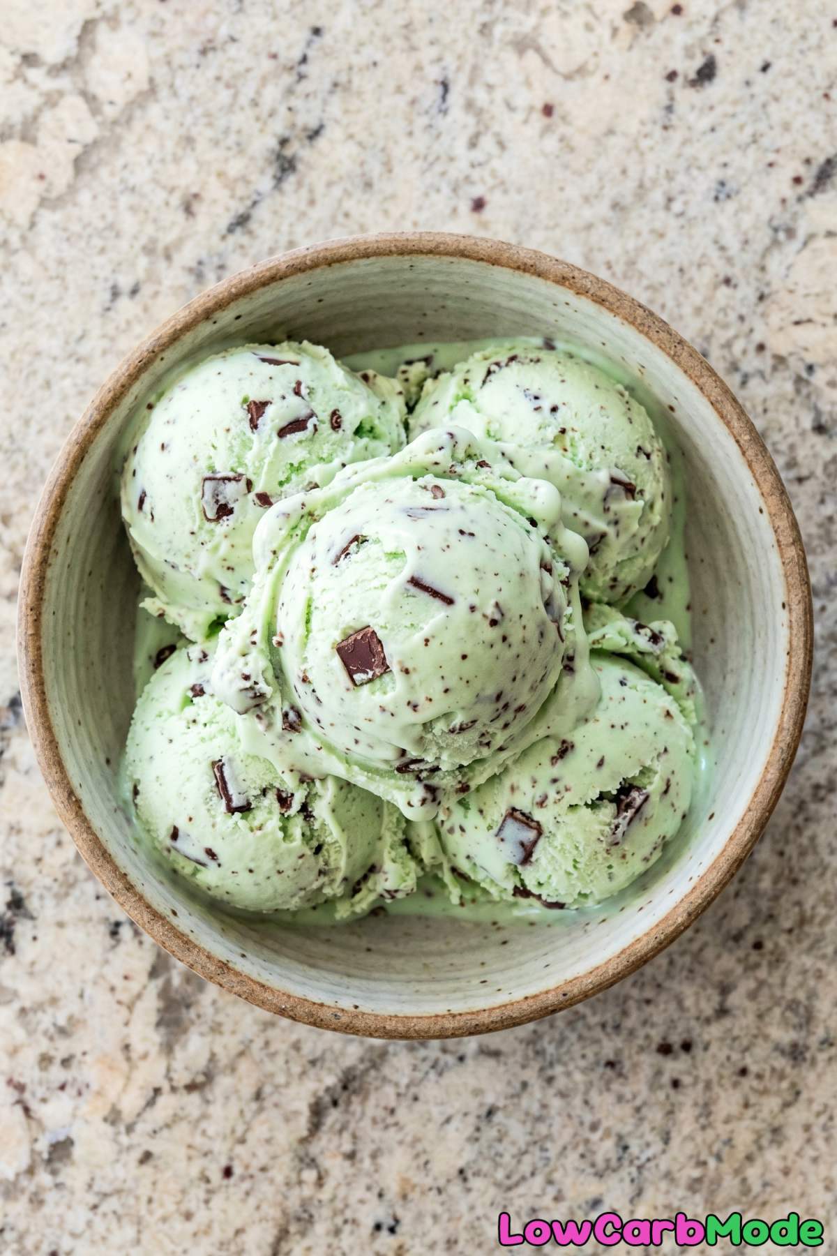 Smooth keto mint chocolate chip ice cream