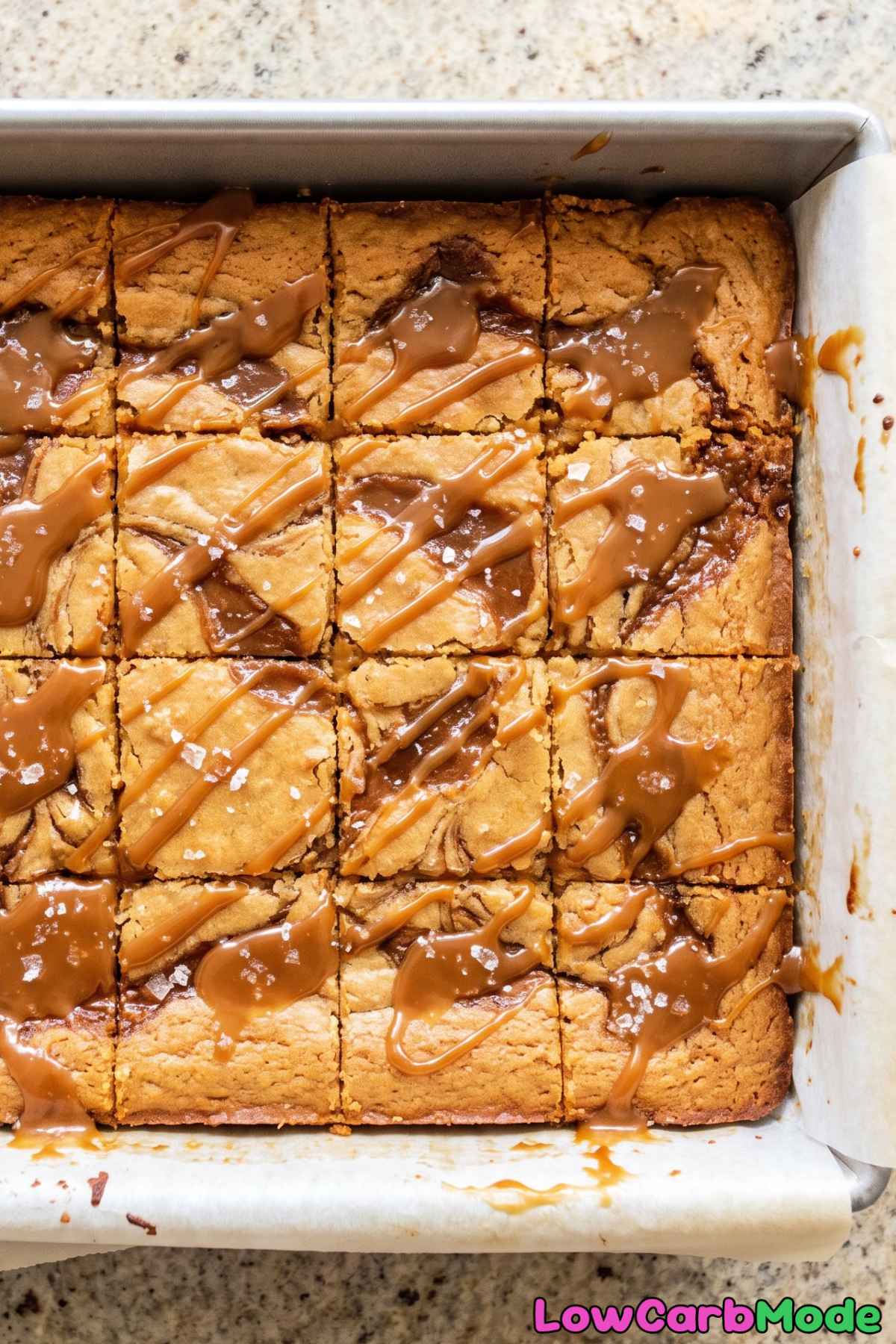Soft keto miso caramel dessert bars