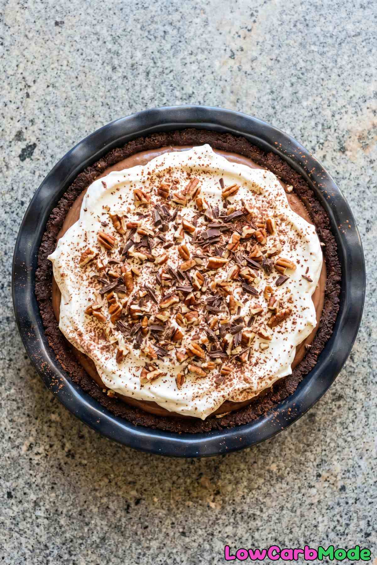 Creamy keto Mississippi mud pie closeup