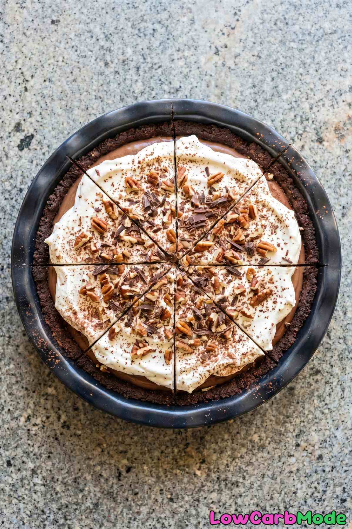 Fudgy keto Mississippi mud pie on plate