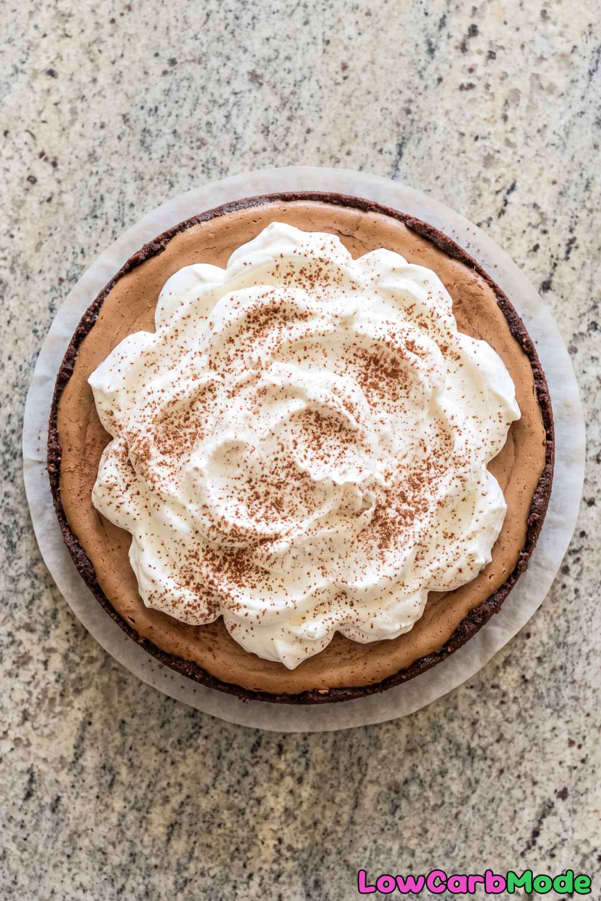 Keto mocha cheesecake fresh slice