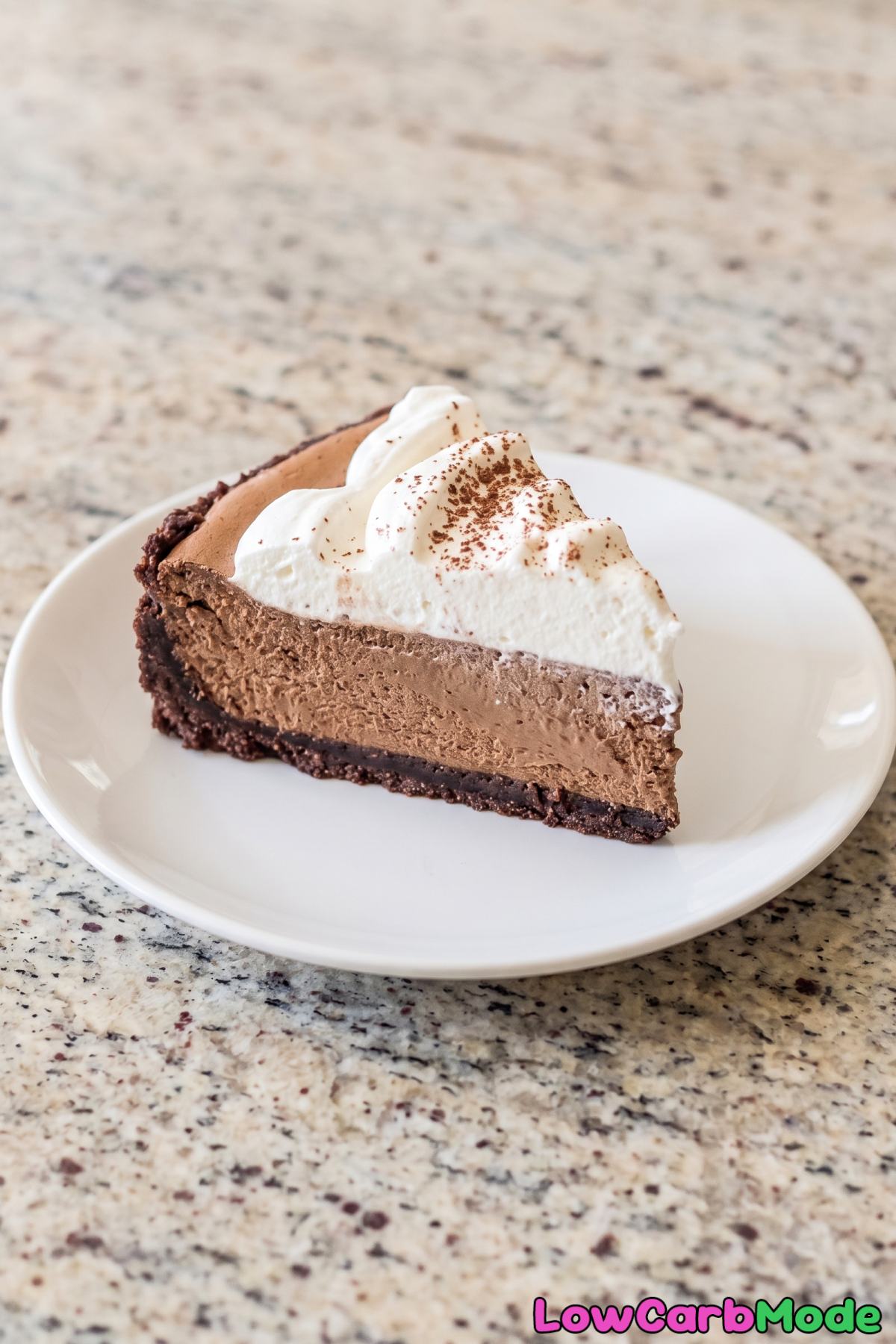 Fluffy keto mocha cheesecake slice