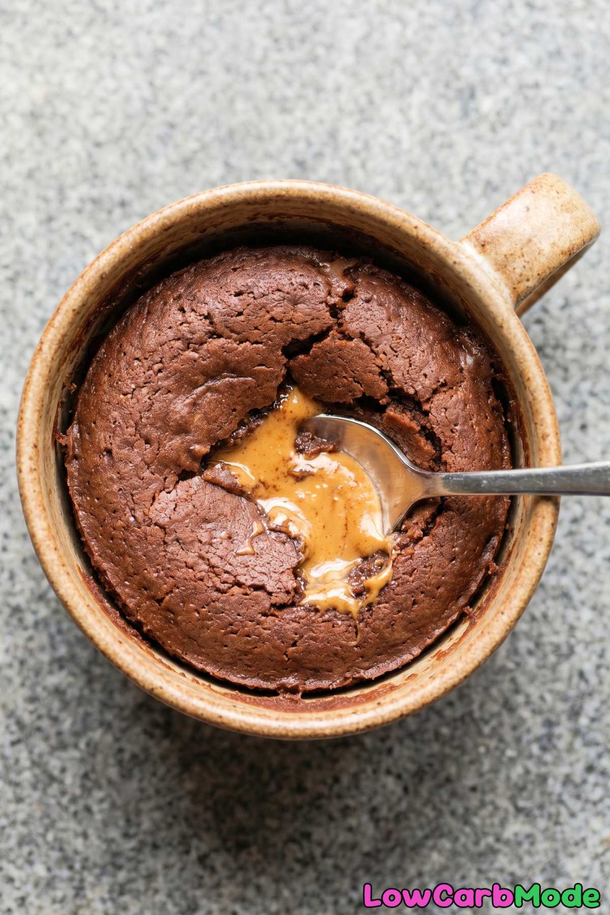 Easy keto molten peanut butter mug cake