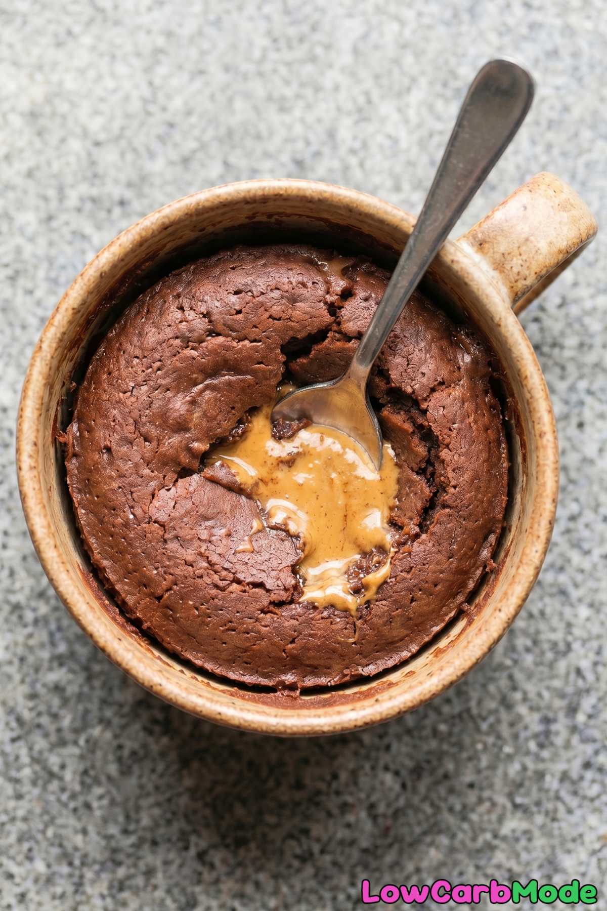 Luscious molten peanut butter keto mug cake