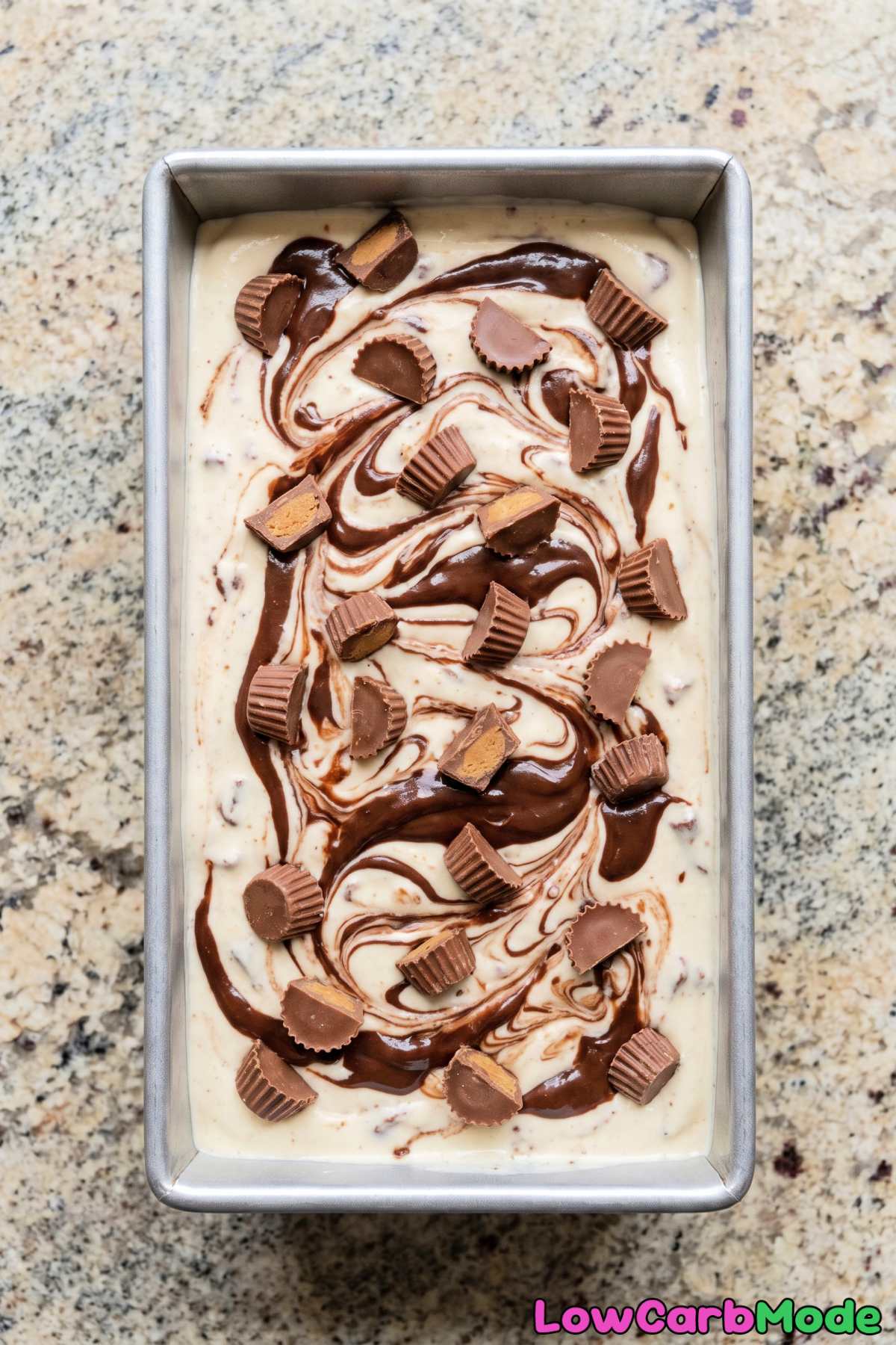 Chilled keto moose tracks ice cream dessert