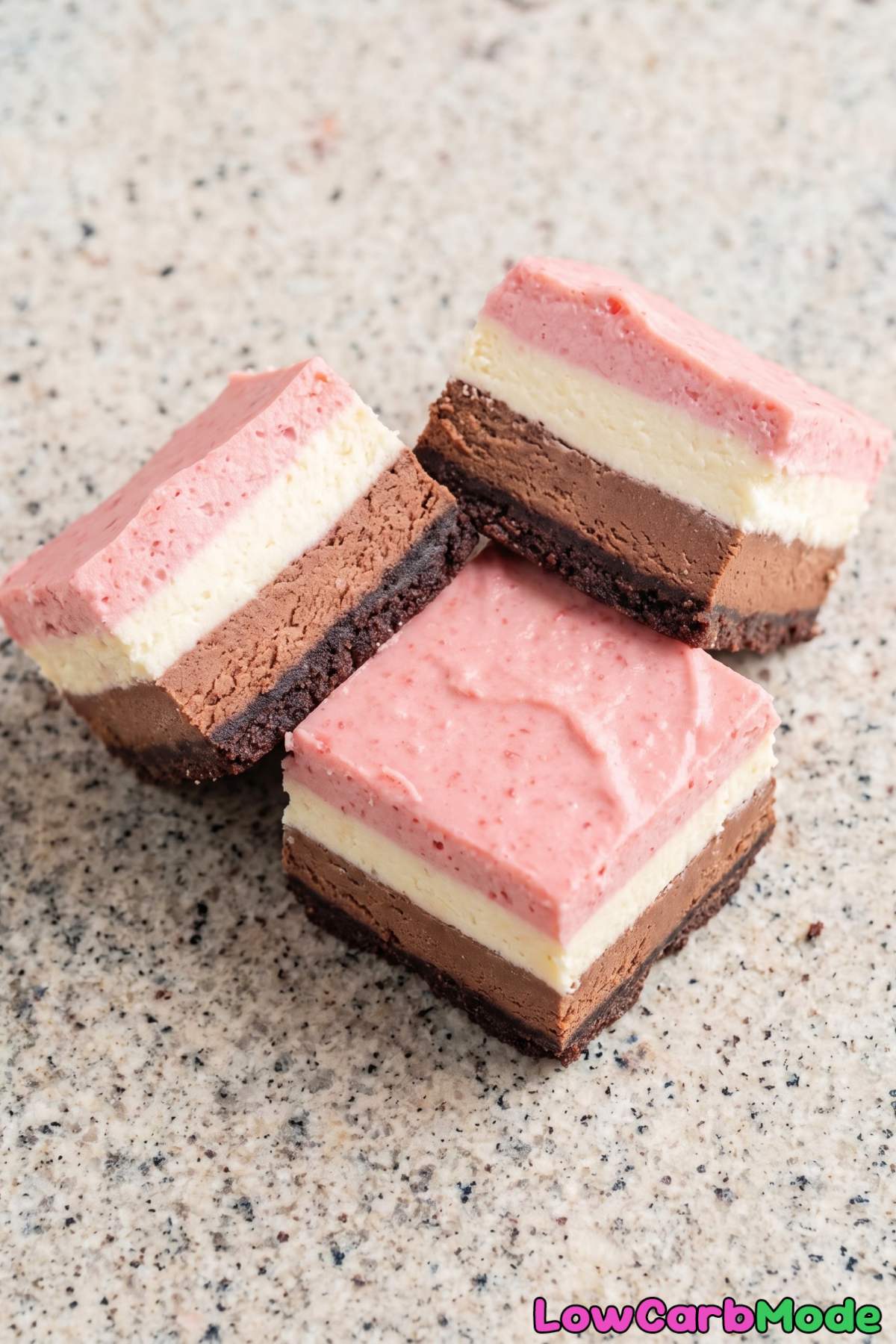 creamy keto neapolitan cheesecake bars