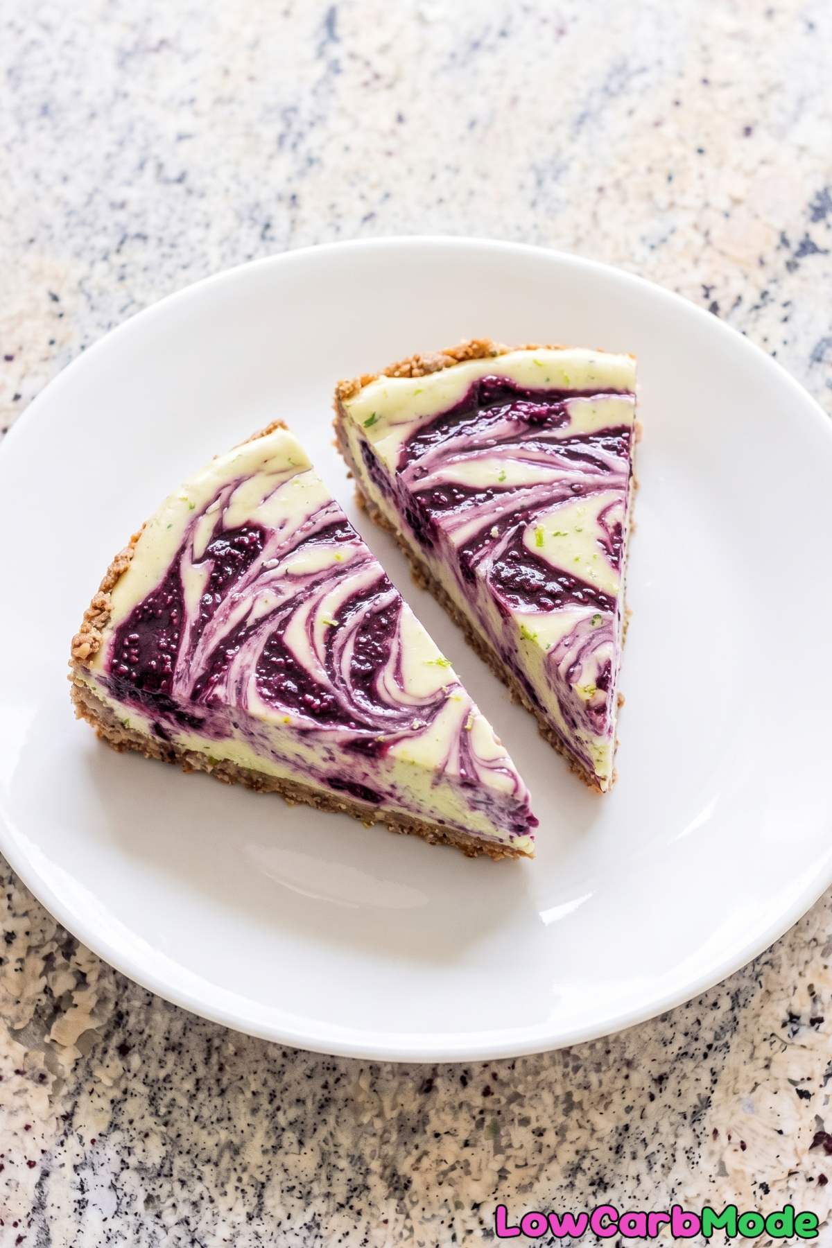 Keto lime cheesecake topped with blackberries