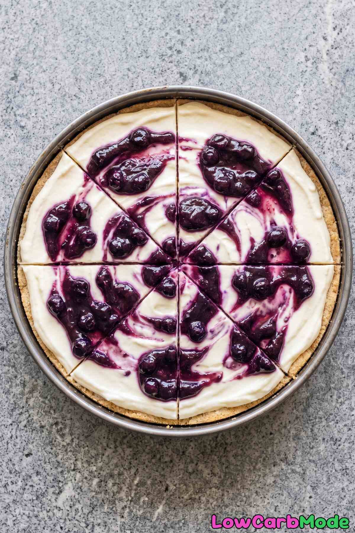 Creamy keto lemon blueberry cheesecake