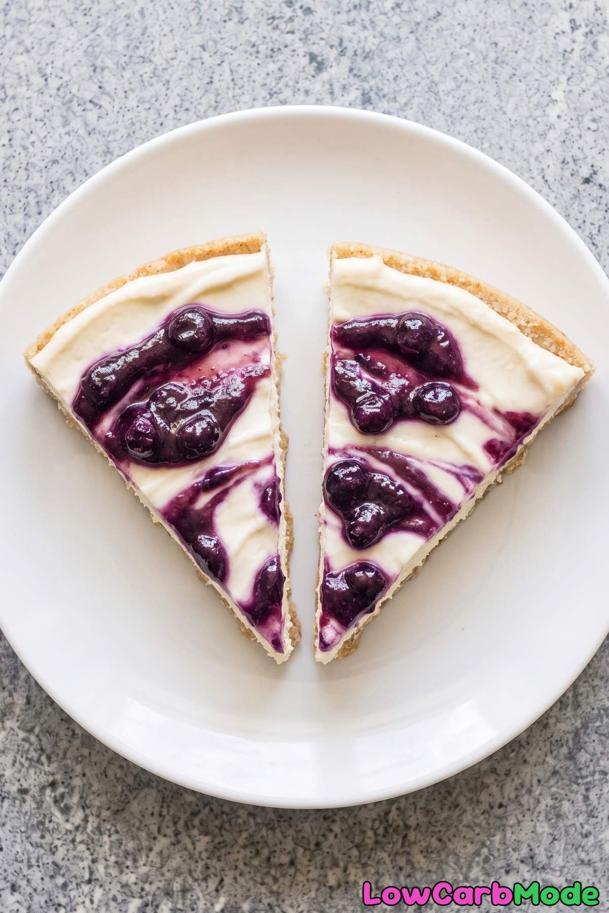 Fresh blueberry keto cheesecake slice