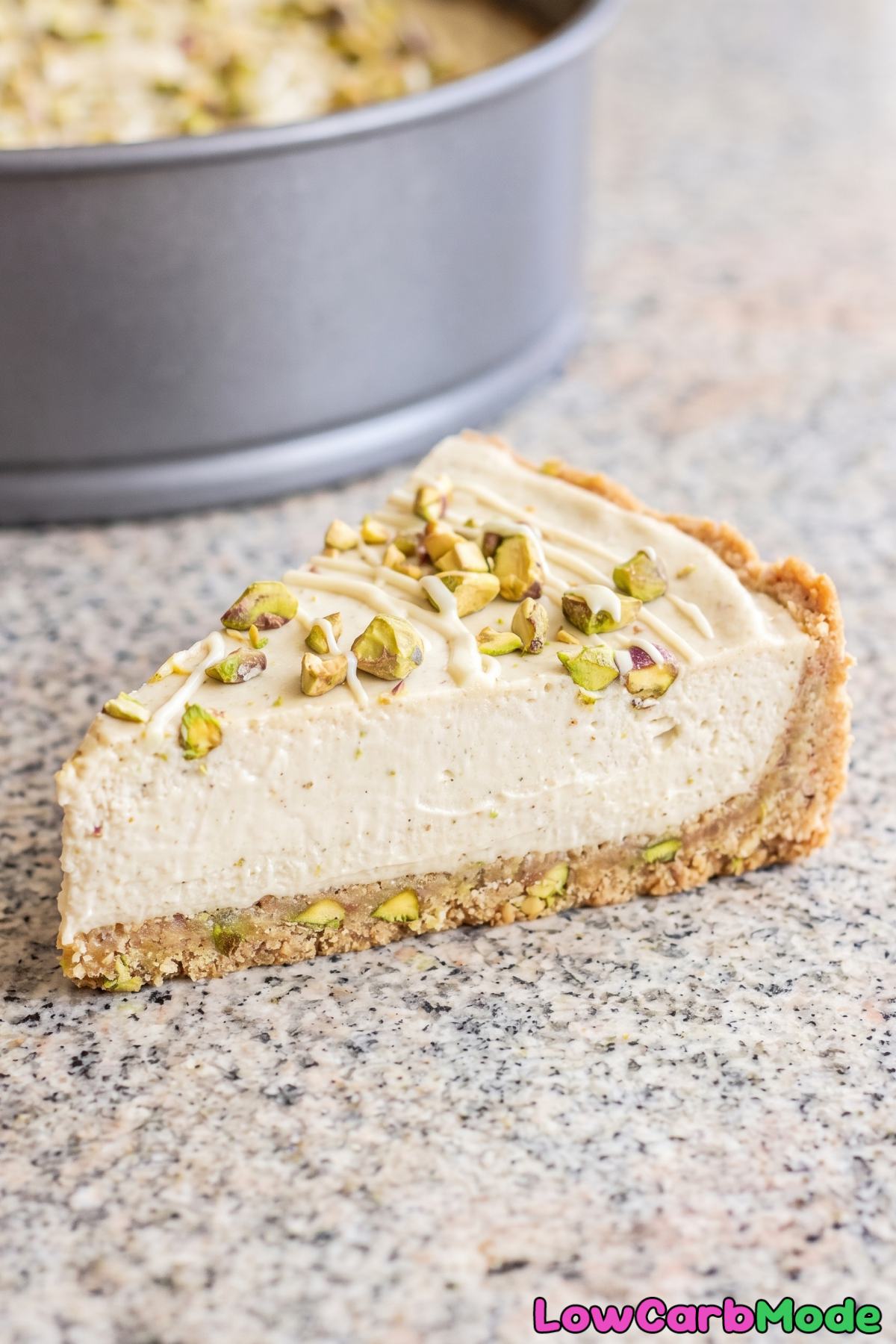 Smooth cardamom pistachio cheesecake
