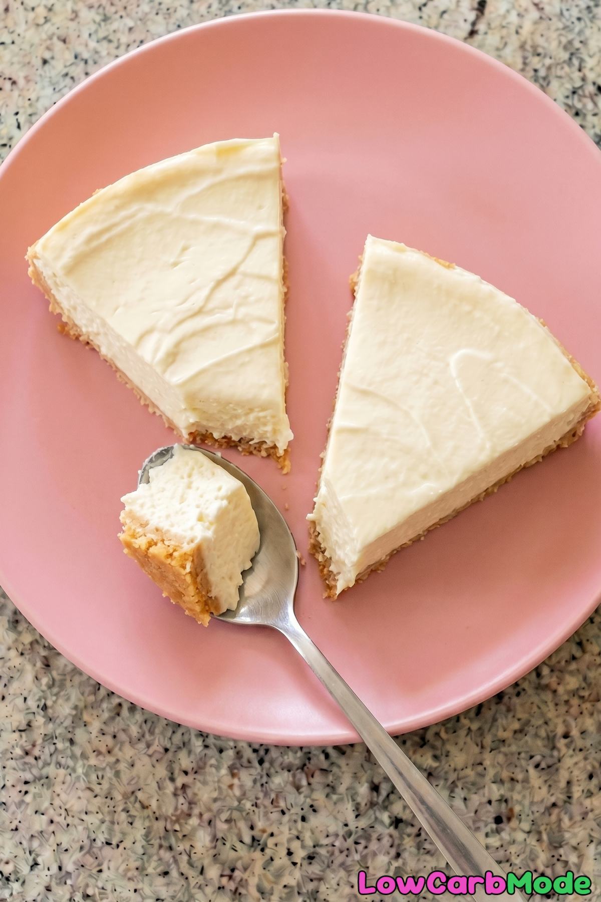 Rich keto no-bake cheesecake on plate