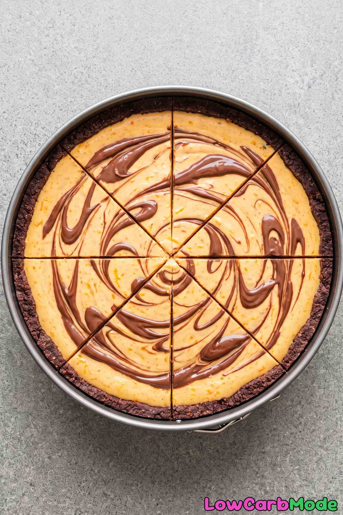 Chocolate orange keto cheesecake slice