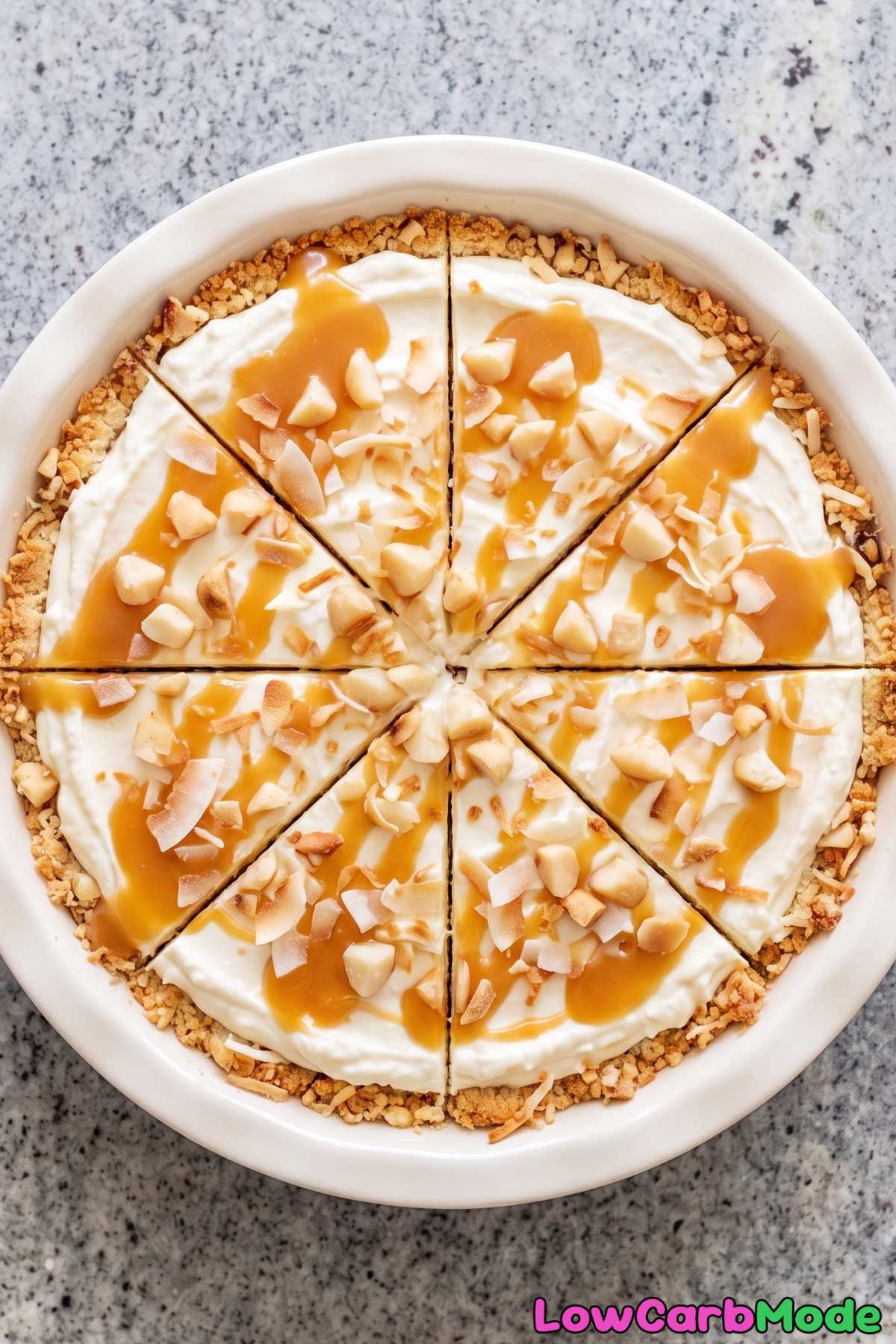 Low carb coconut caramel cheesecake
