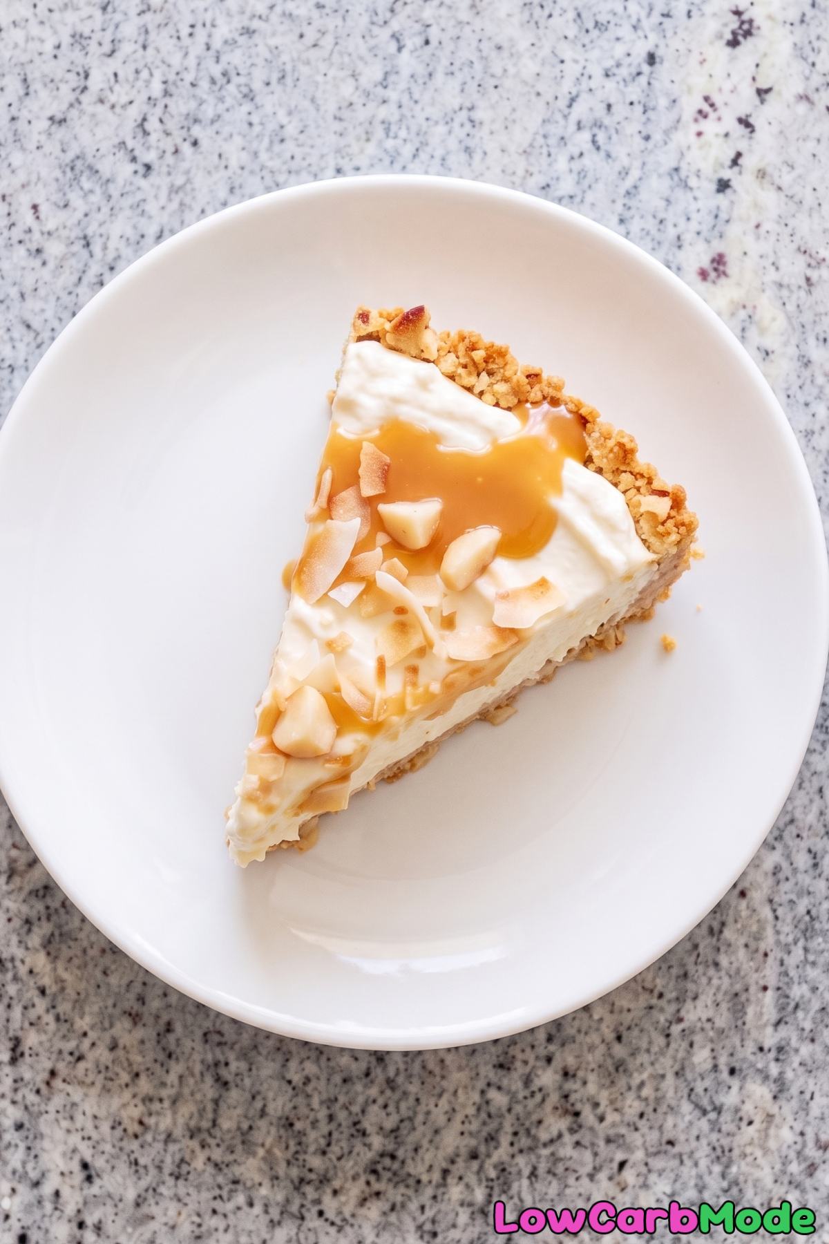 Smooth keto coconut macadamia cheesecake