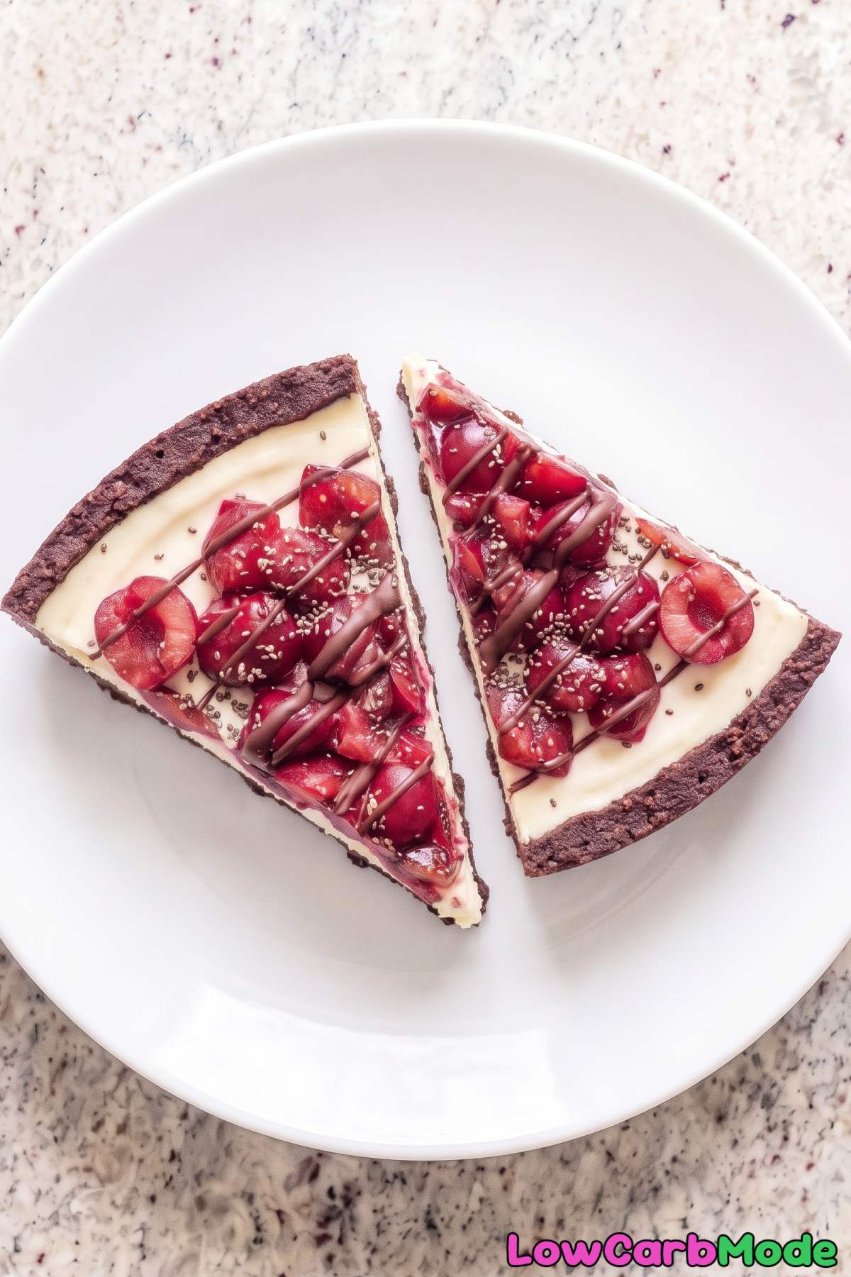 Sweet dark chocolate cherry cheesecake