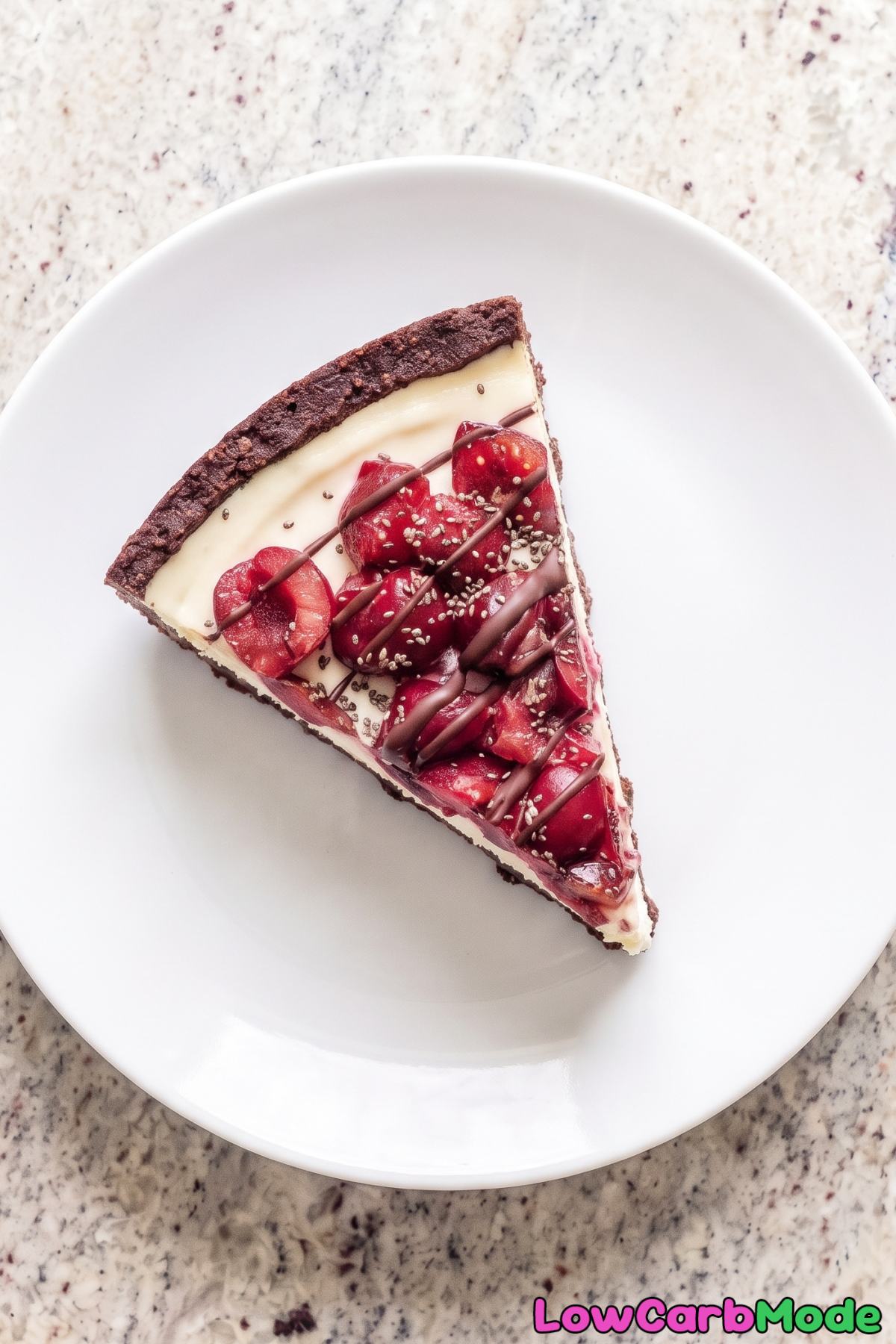 Smooth dark chocolate cherry cheesecake