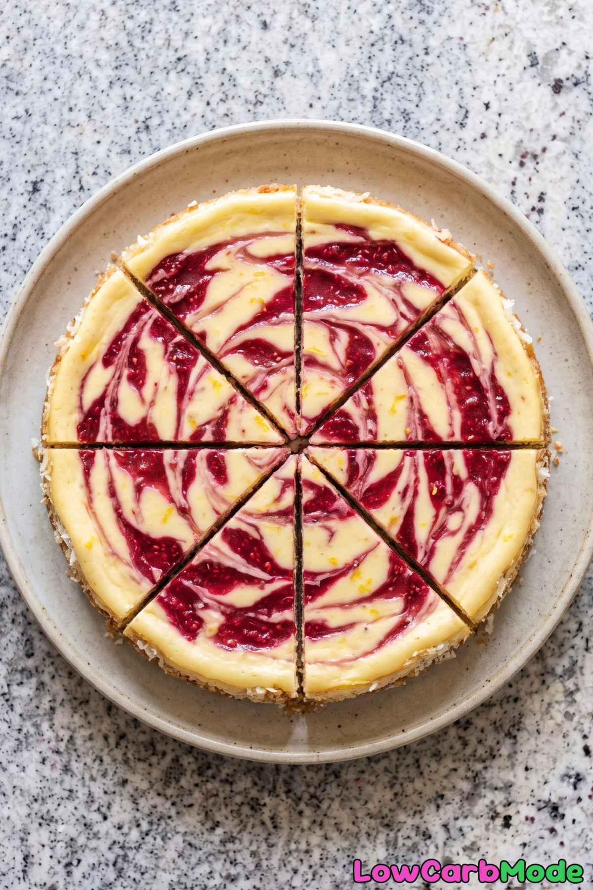 No sugar lemon raspberry cheesecake