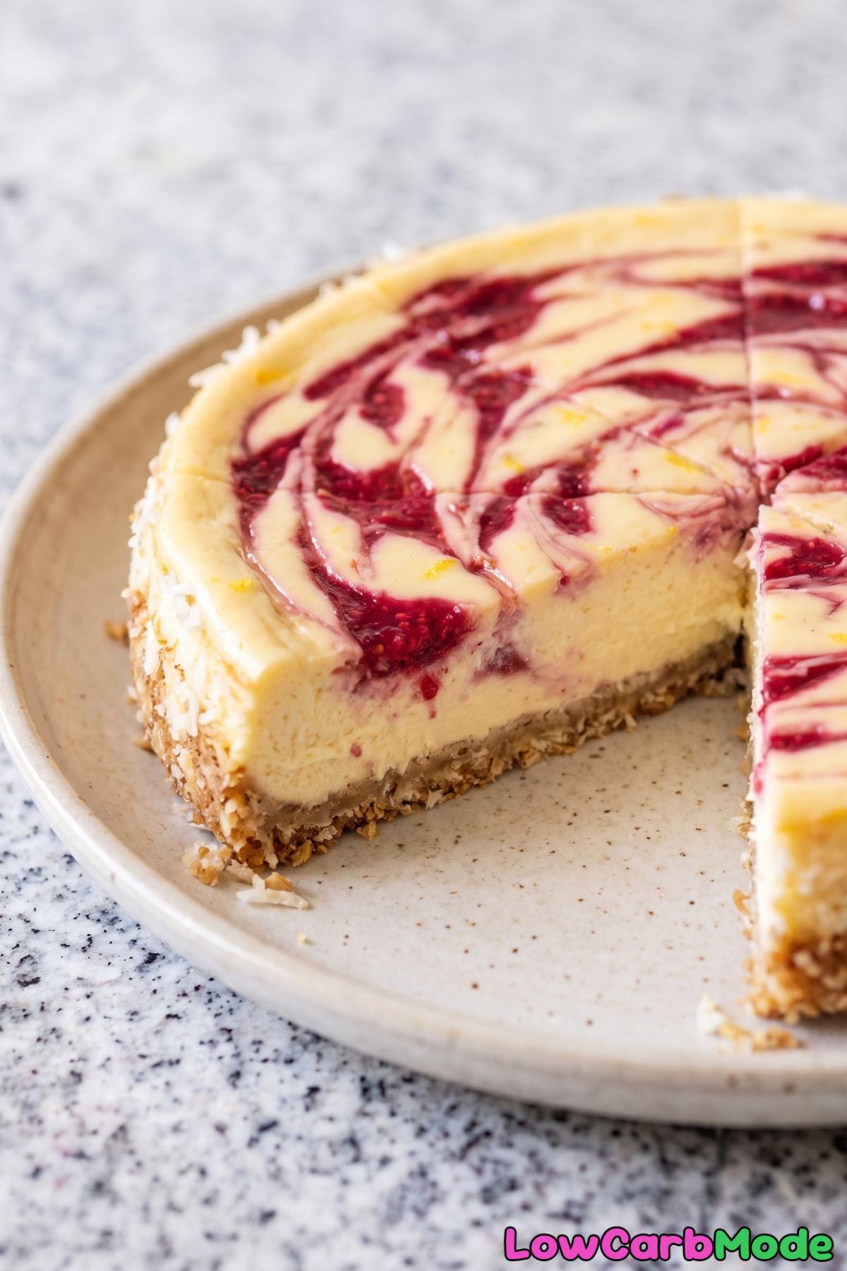 Sweet raspberry lemon cloud cheesecake
