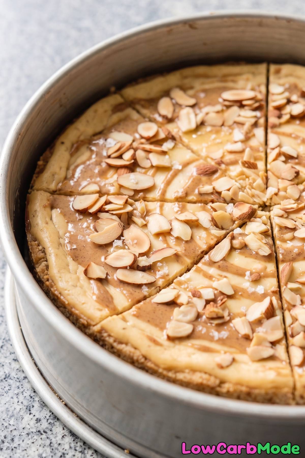 Keto almond butter cheesecake dessert