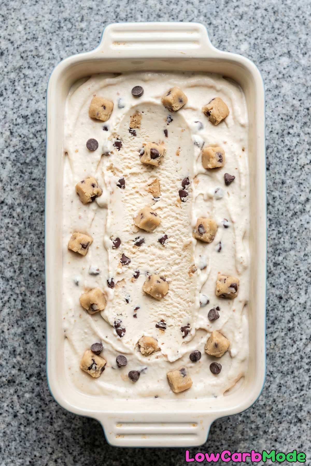 Smooth keto no-churn cookie dough ice cream