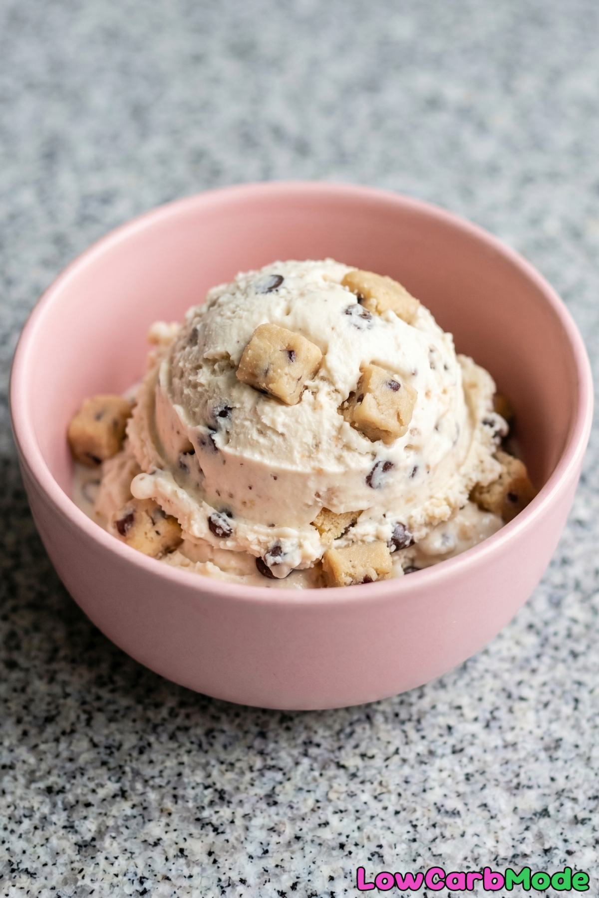 Velvety keto no-churn cookie dough ice cream