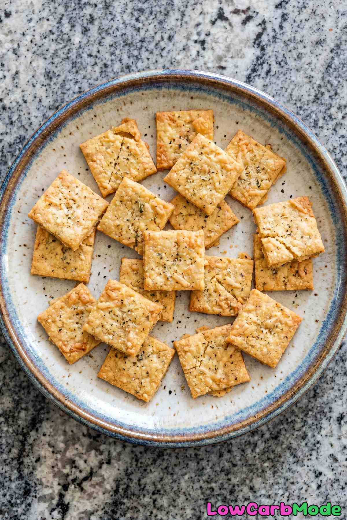 Homemade keto parmesan garlic crackers
