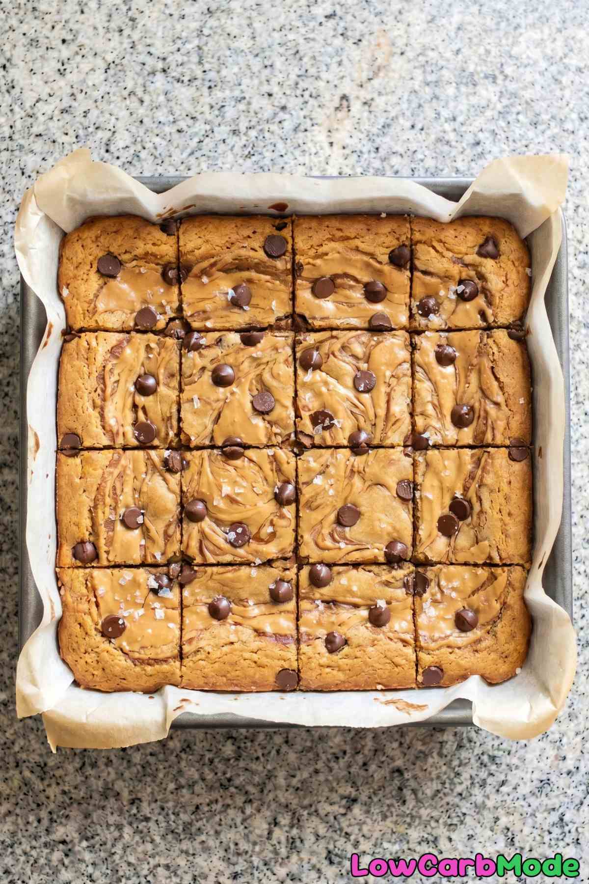 rich keto peanut butter cup blondies
