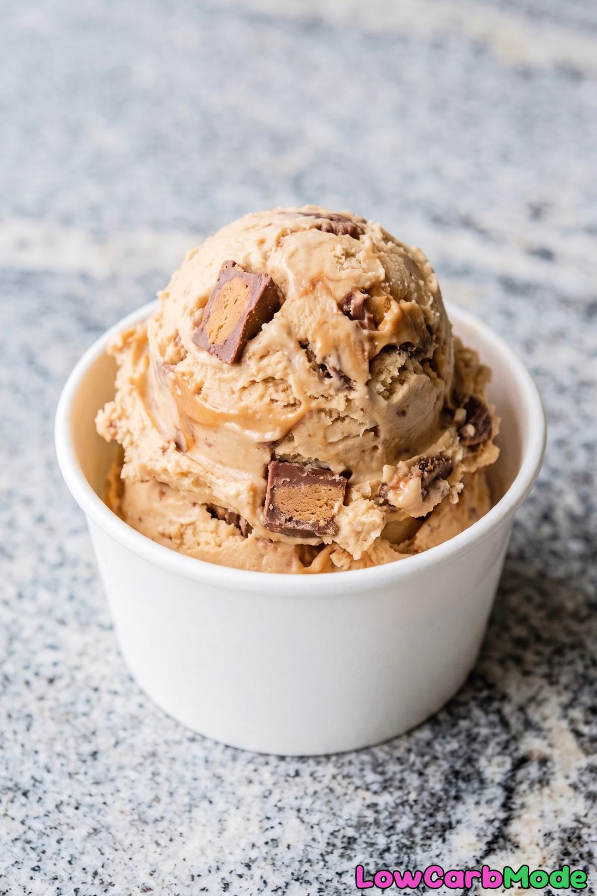 Creamy keto peanut butter cup ice cream