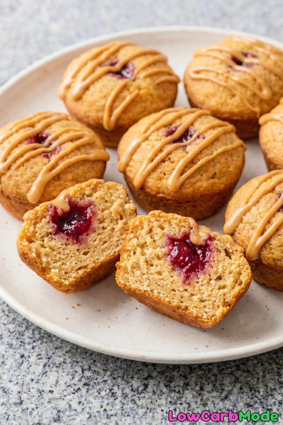 Homemade keto stuffed PB&J muffins