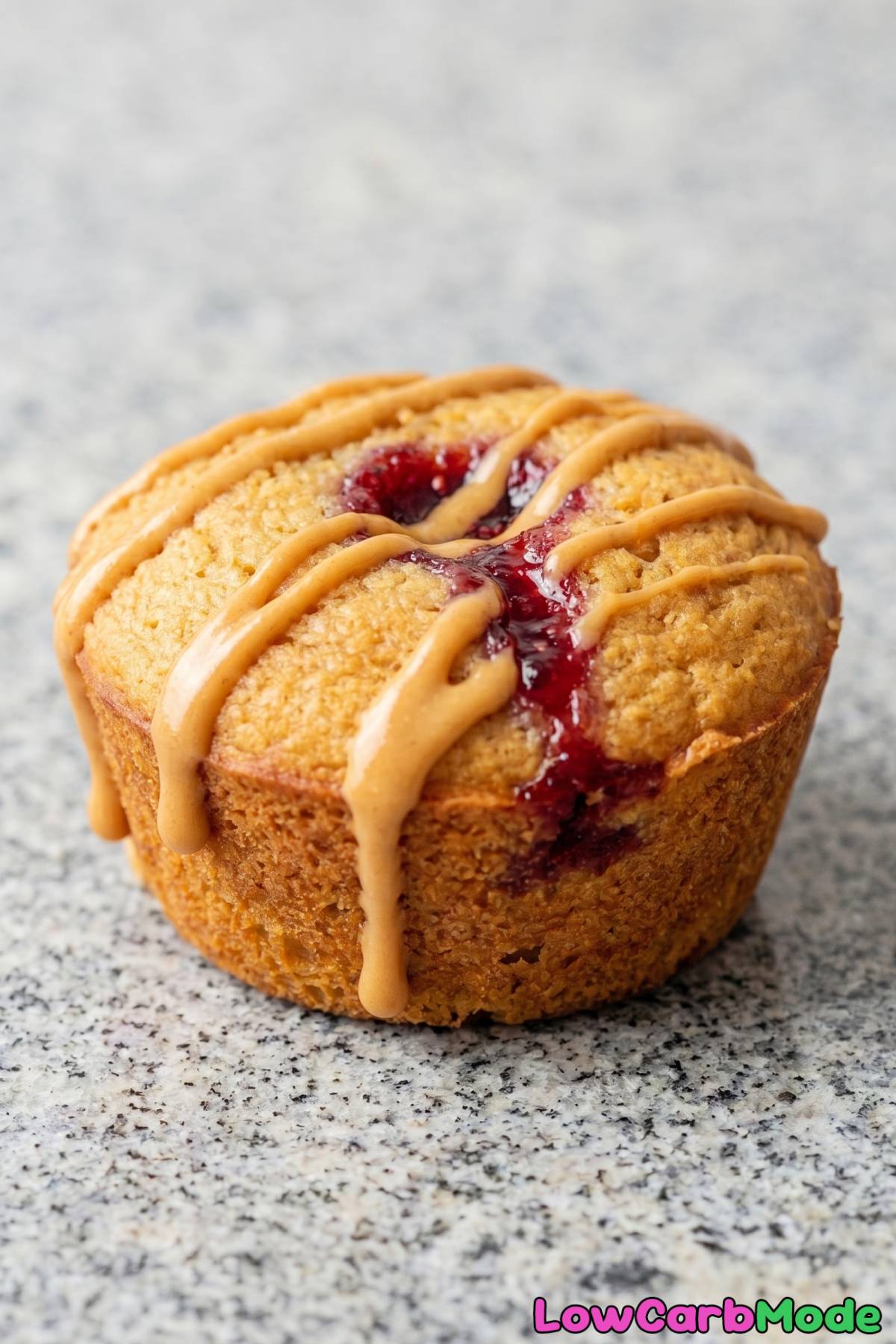 Soft keto peanut butter jelly muffins