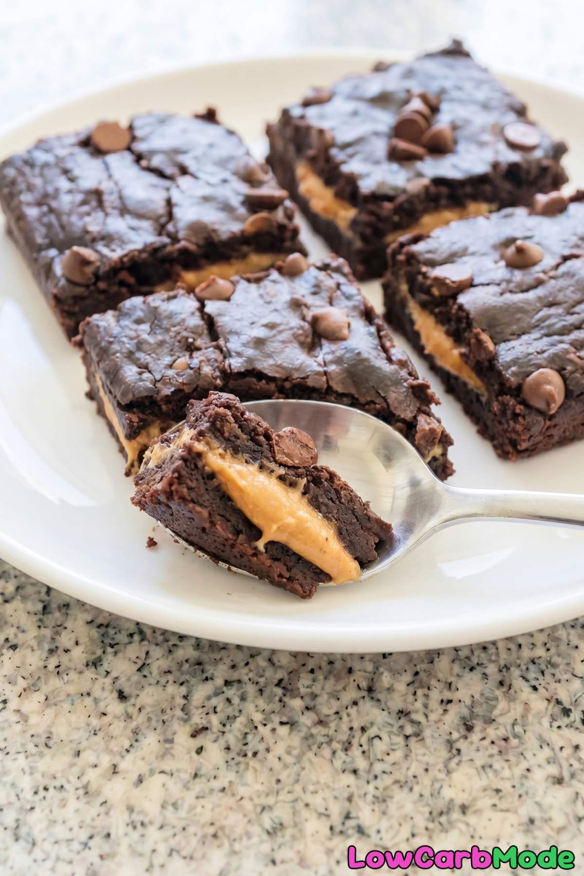 rich keto peanut butter stuffed brownies