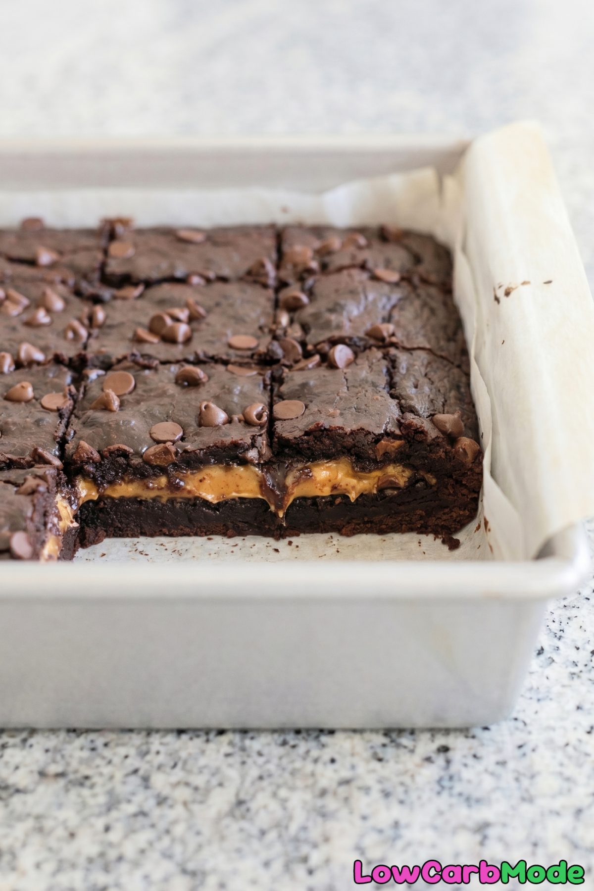 gooey keto peanut butter stuffed brownies