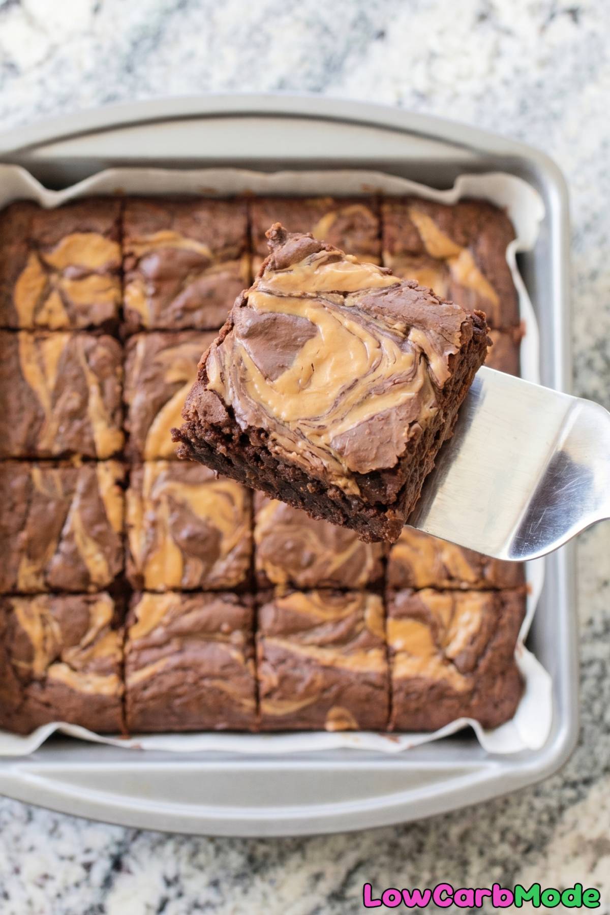 Easy keto peanut butter swirl brownies