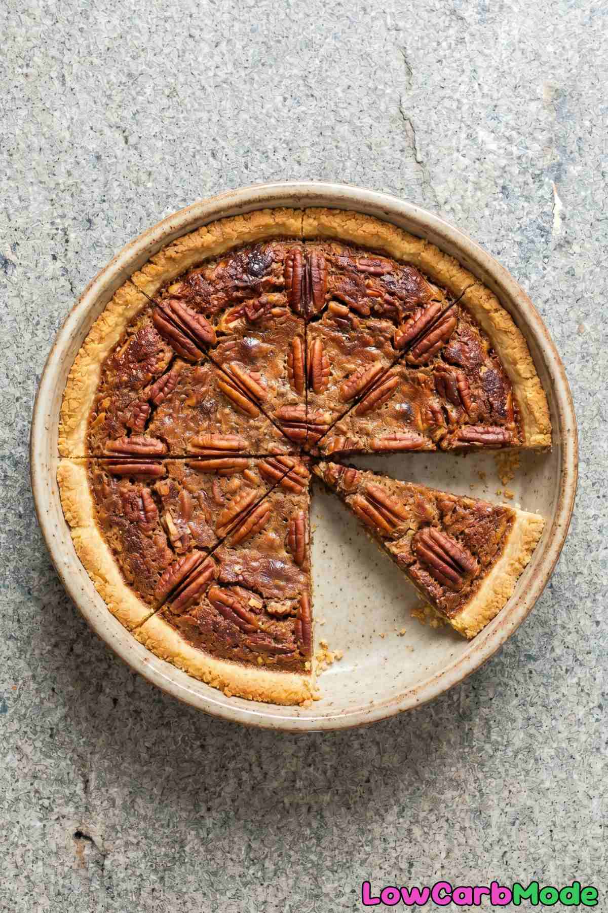 Indulgent keto pecan pie with nutty filling