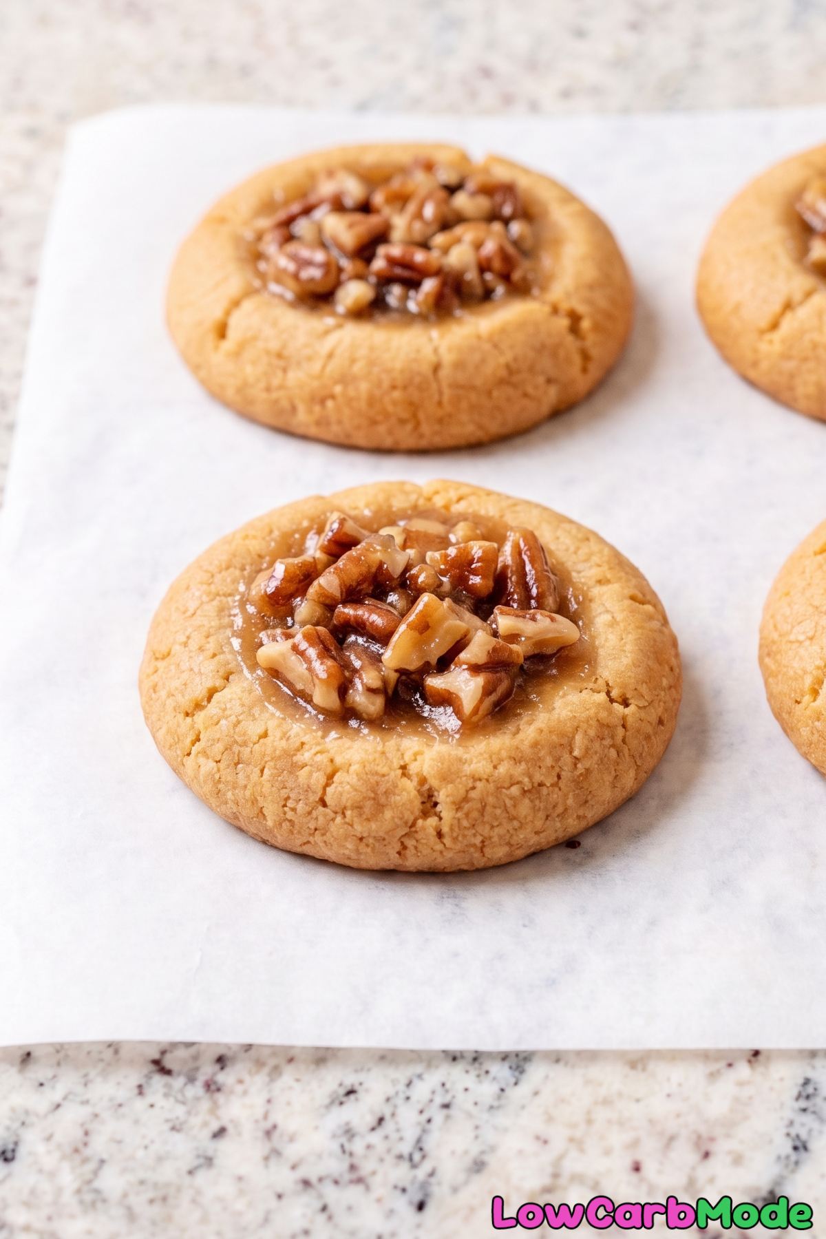 Golden keto pecan pie cookies