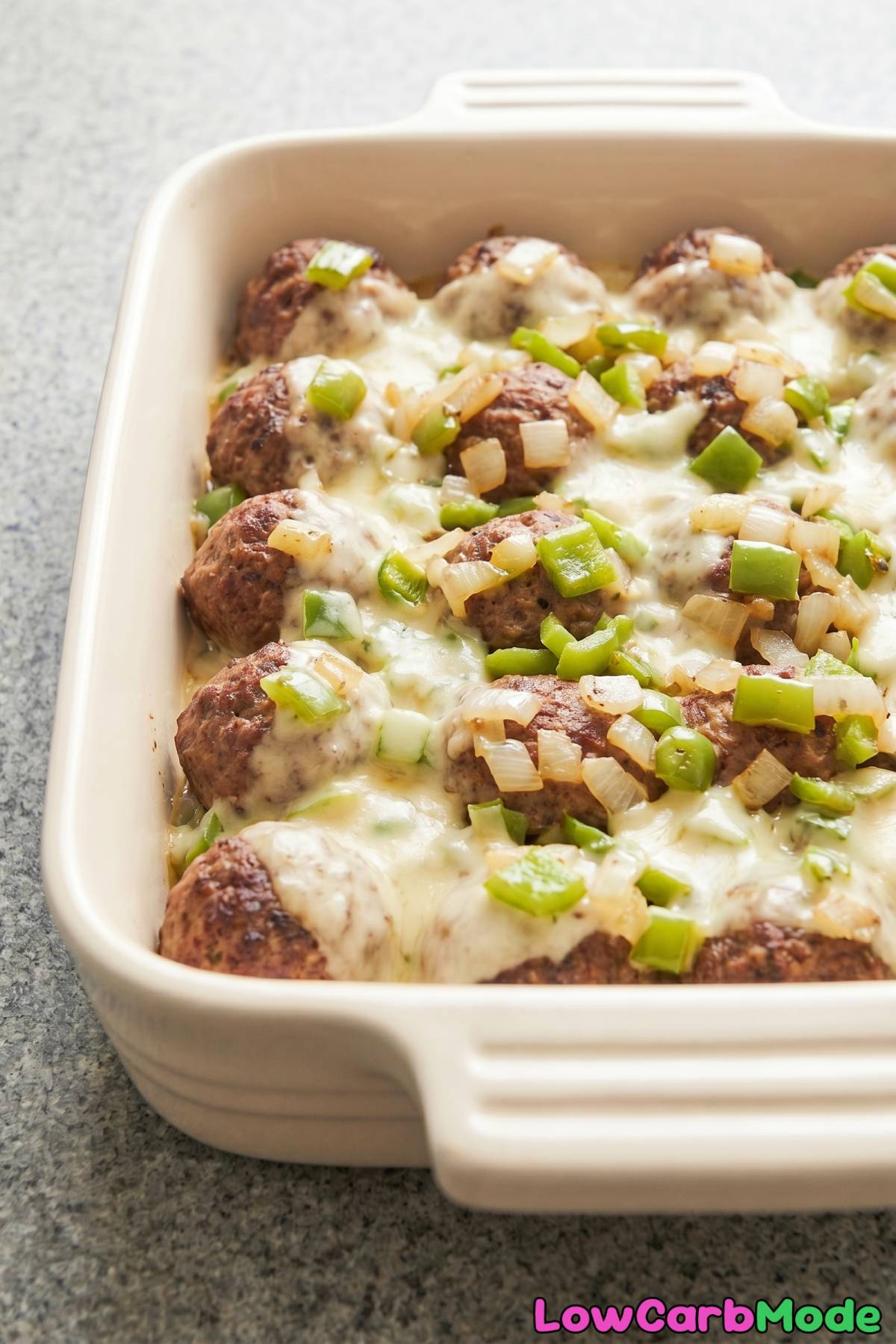 homemade keto cheesesteak meatballs