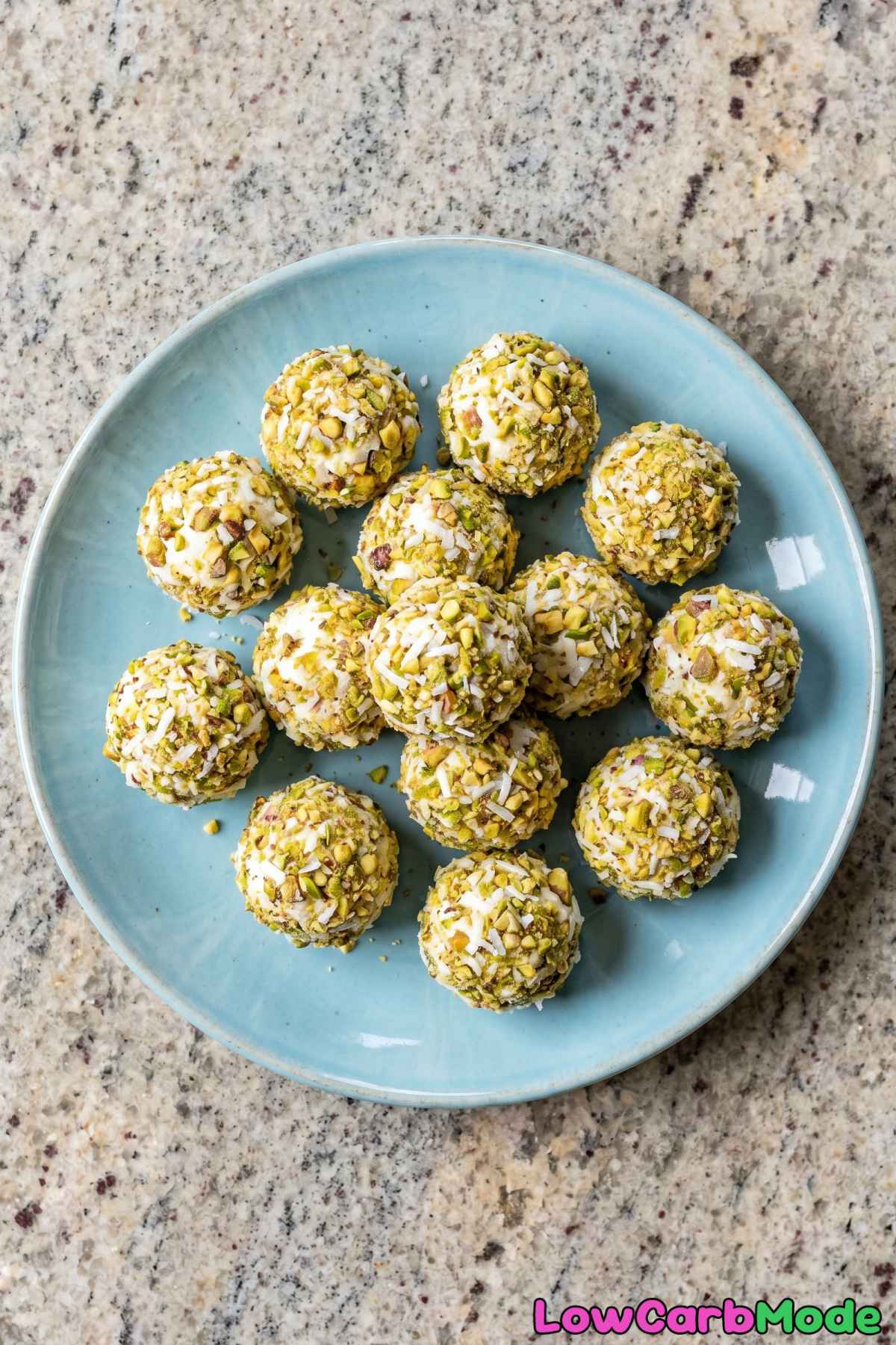 Irresistible keto pistachio truffles close up