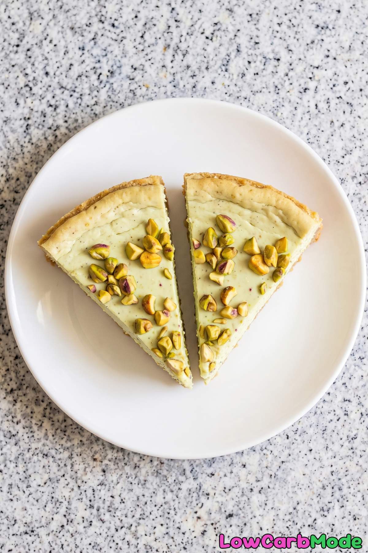 Low carb pistachio rose cheesecake