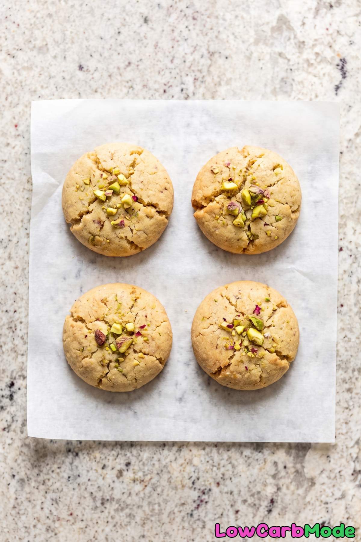 Soft pistachio rose cookies