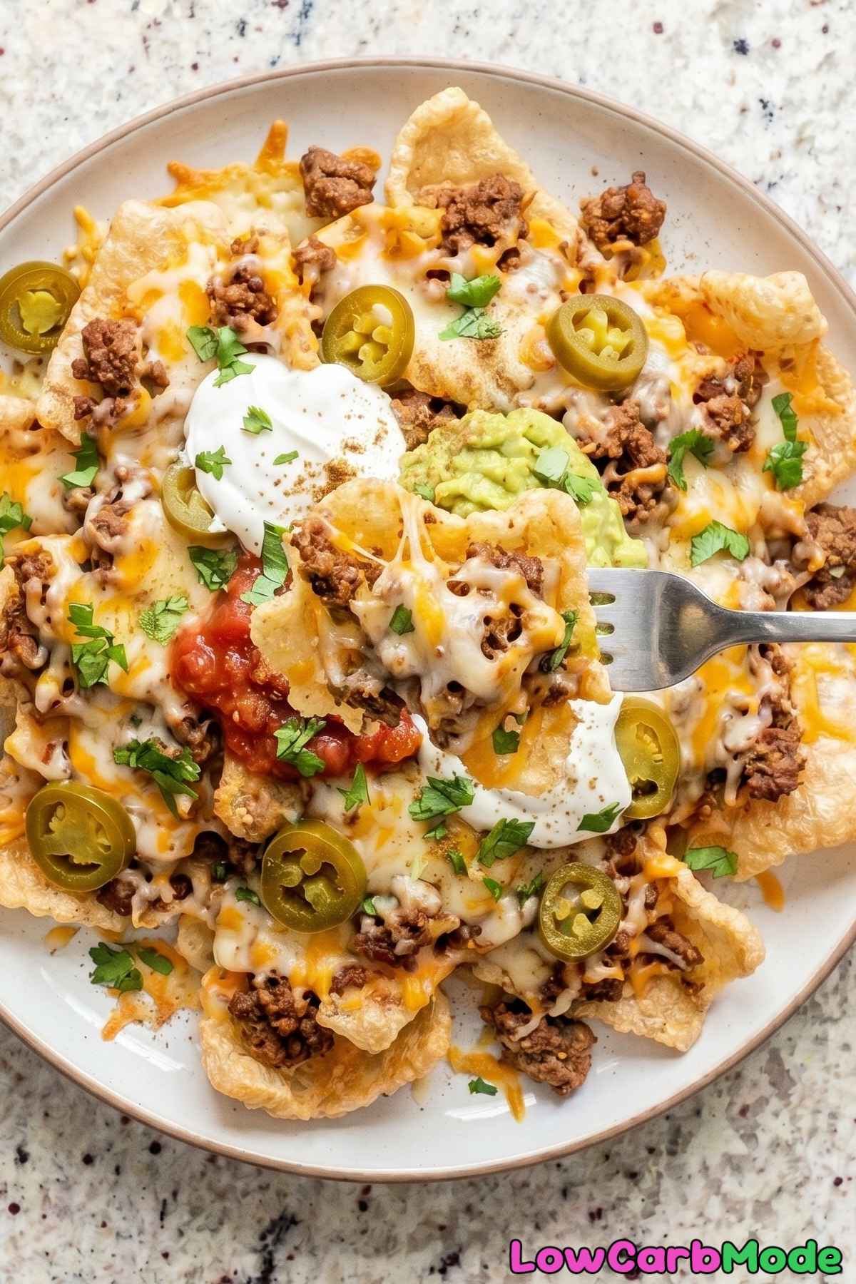 Cheesy keto pork rind nachos low carb