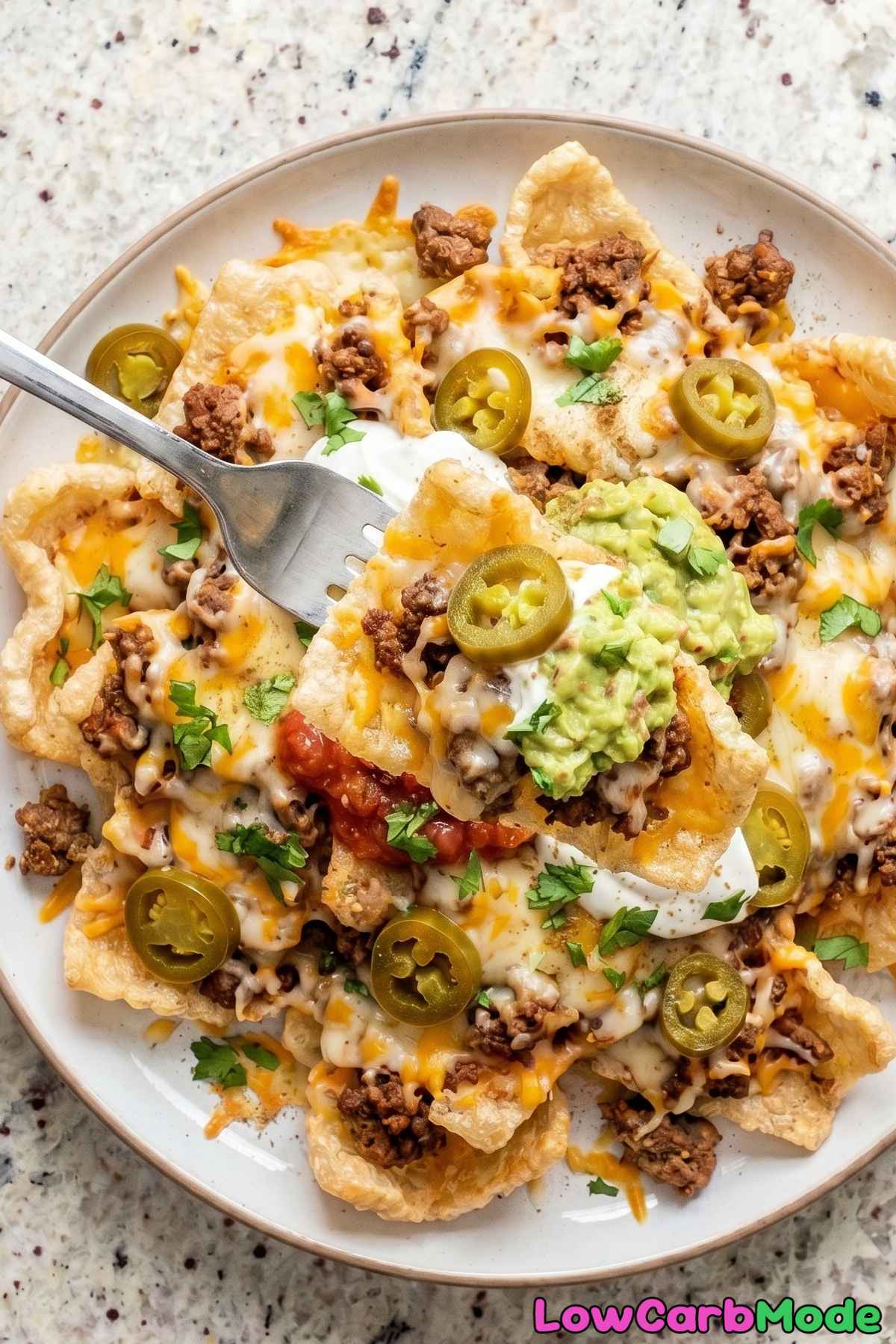 Mouthwatering keto pork rind nachos ready