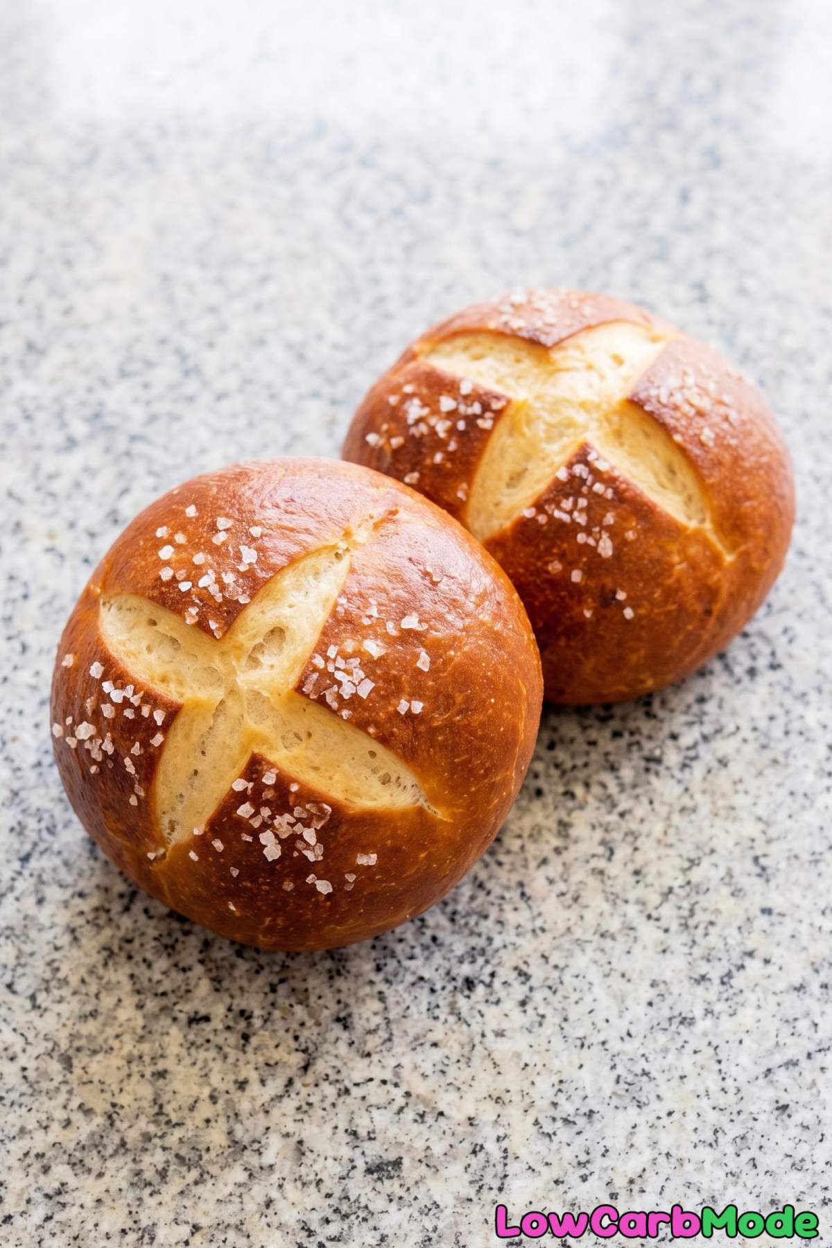 Fluffy salted keto pretzel buns