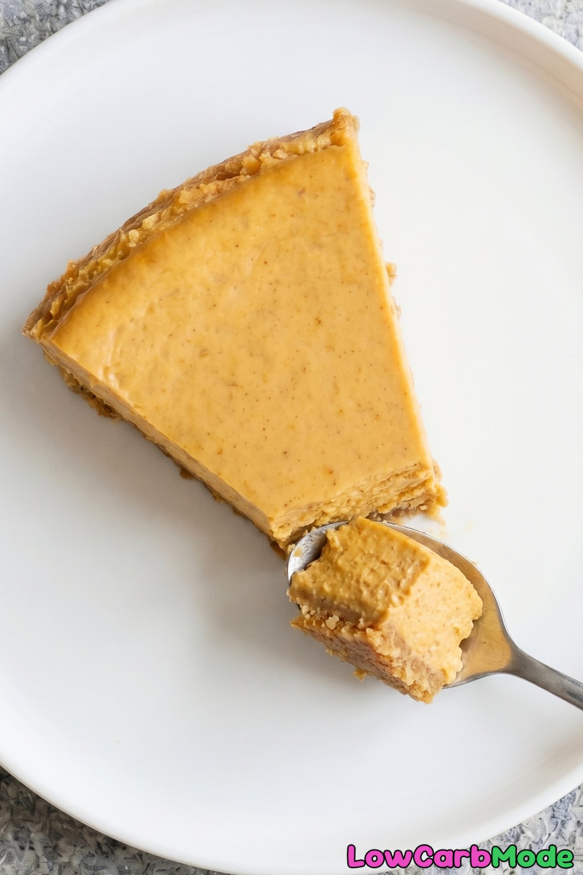 Luscious keto pumpkin cheesecake portion