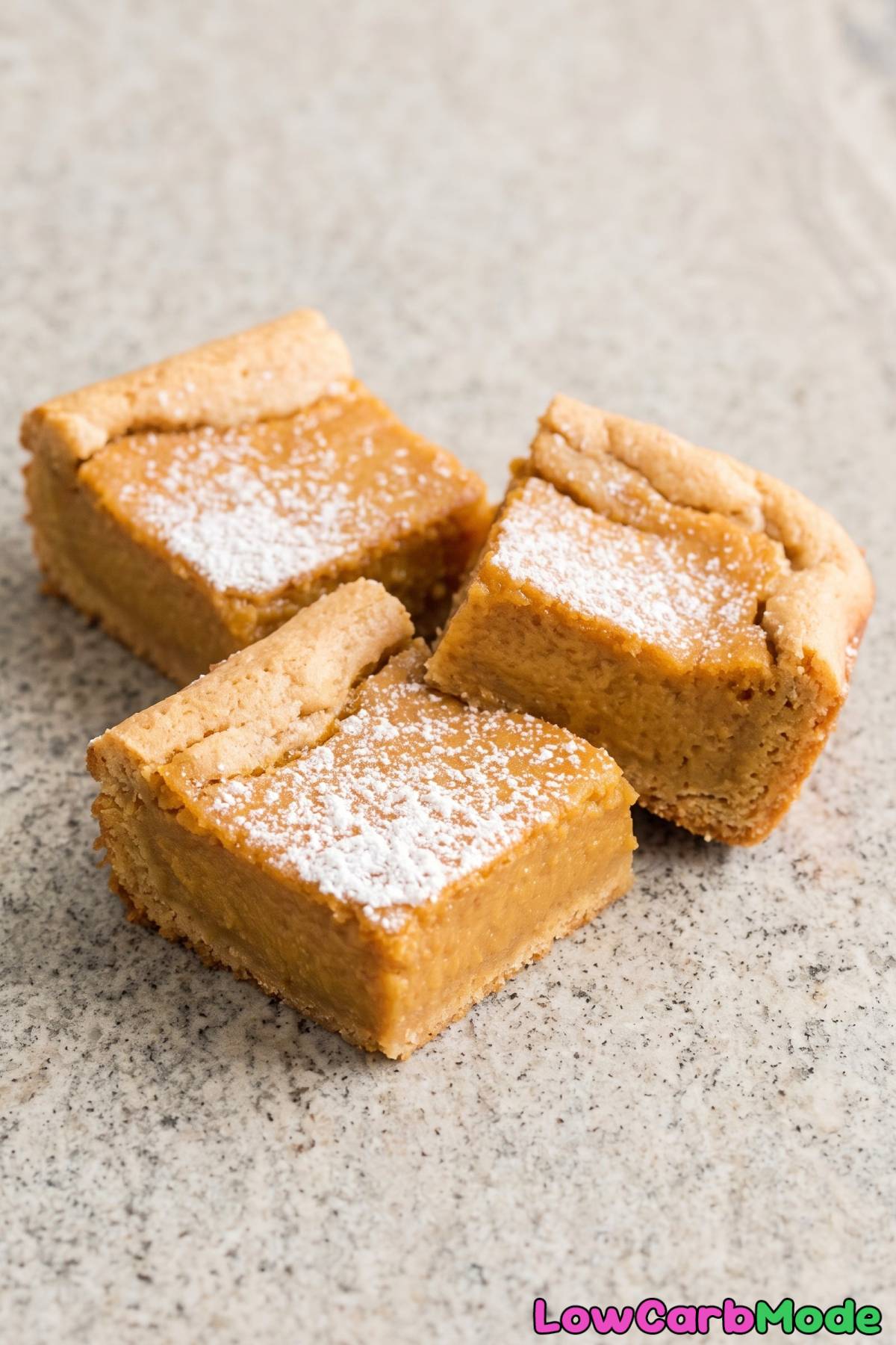 Slice of keto pumpkin gooey butter cake