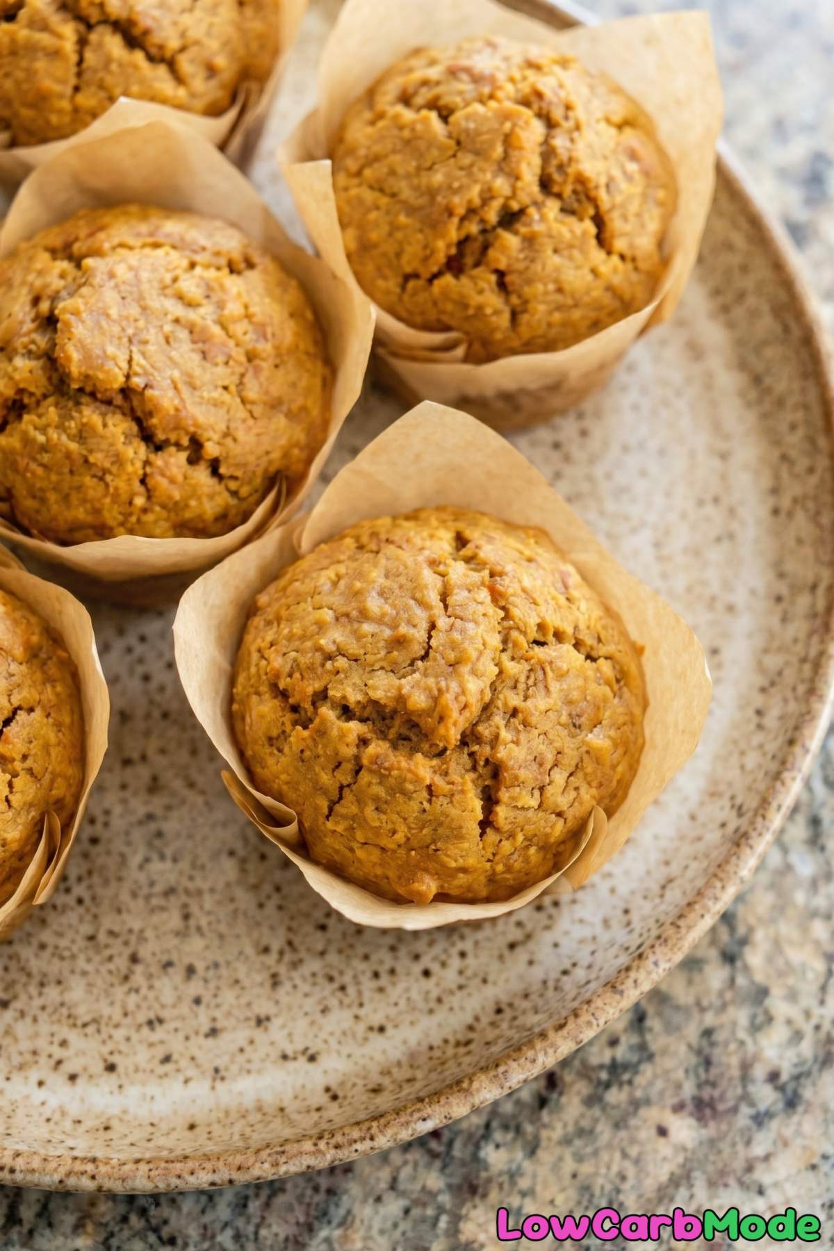 Moist keto pumpkin muffins up close