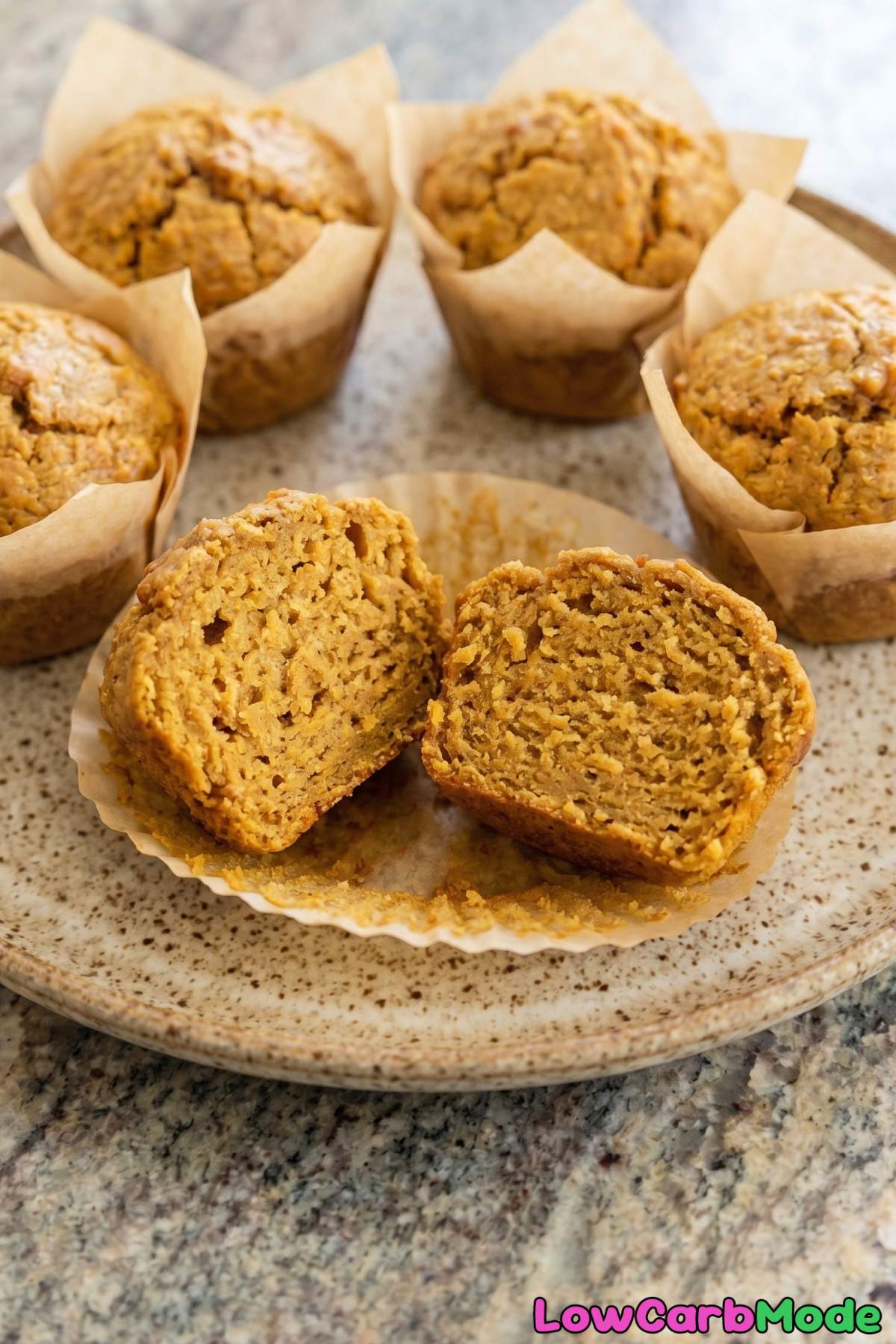 Golden keto pumpkin muffins ready to eat