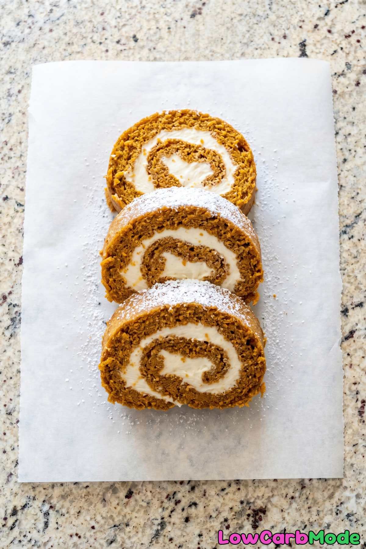 Low carb keto pumpkin roll sliced up